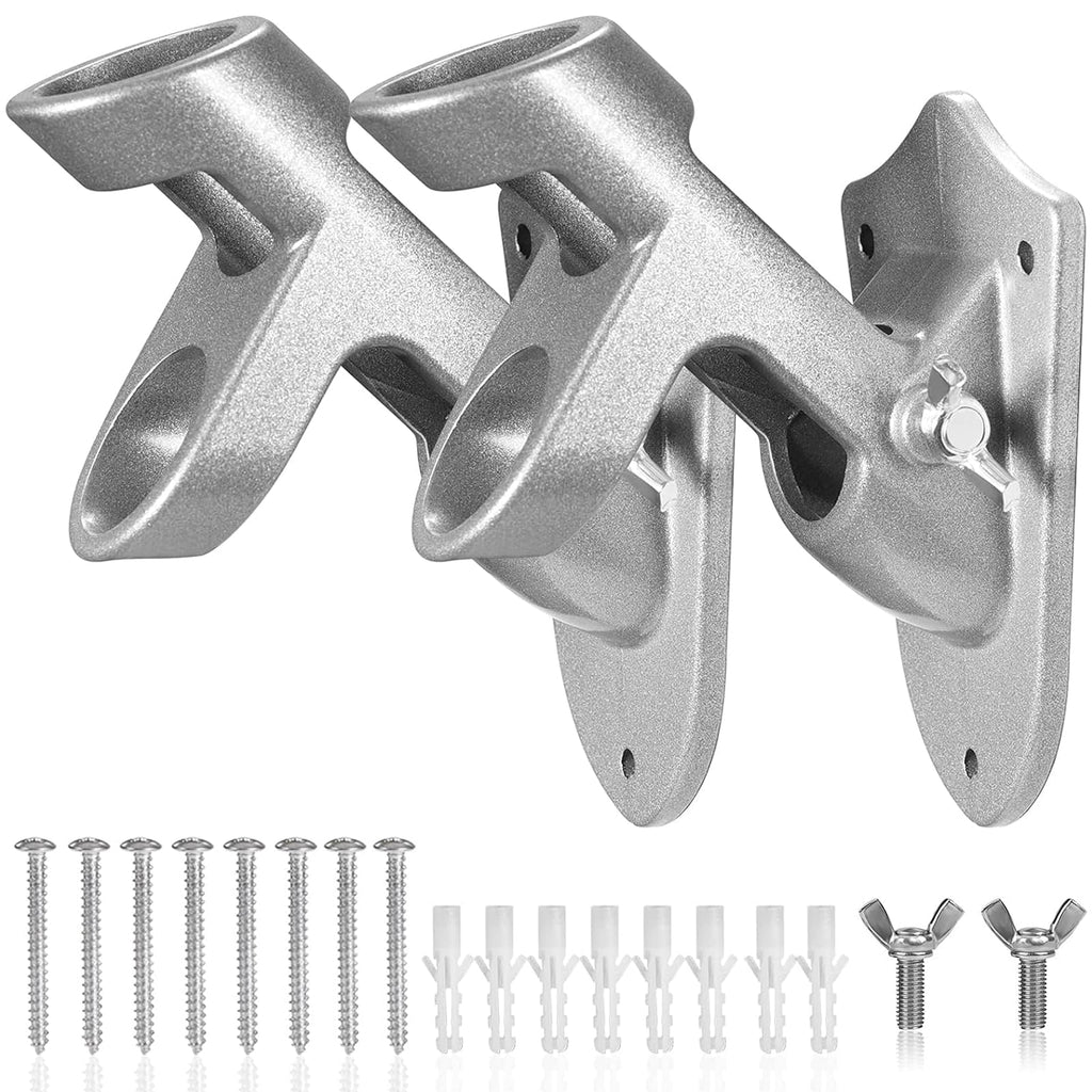 Flag Pole Holder Brackets, BONWIN 1" Flag Pole Mounting Bracket with Hardwares for House Wall Mount, 1" Inner Diameter, Two Positions & Aluminium Alloy, Rust Free Coated (Black - 1 Pack)