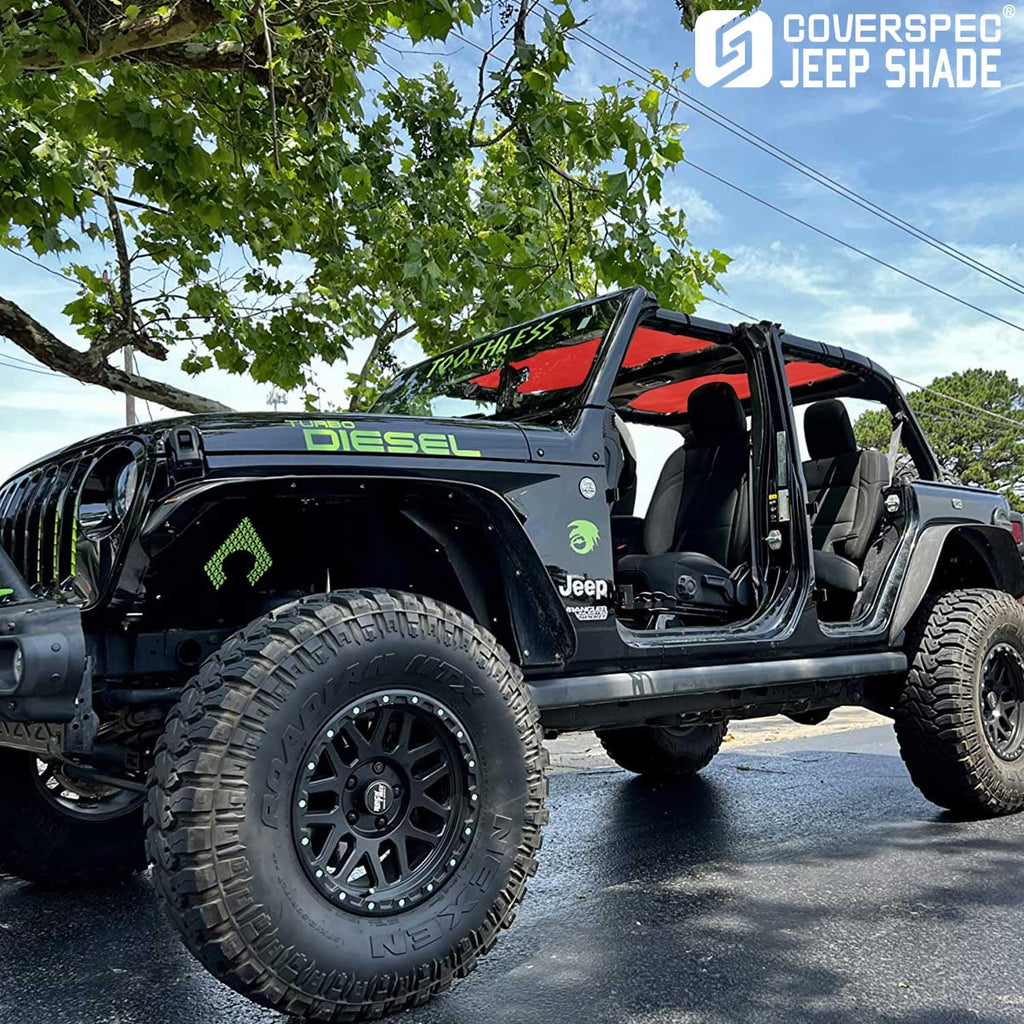 JT Top Sun Shade Roof Compatible with Jeep Gladiator 4 Door 2018 to 2023 Sunshade Sunroof Bikini Cover Blocks UV Wind Noise Black Mesh for Front and Rear 2 pcs