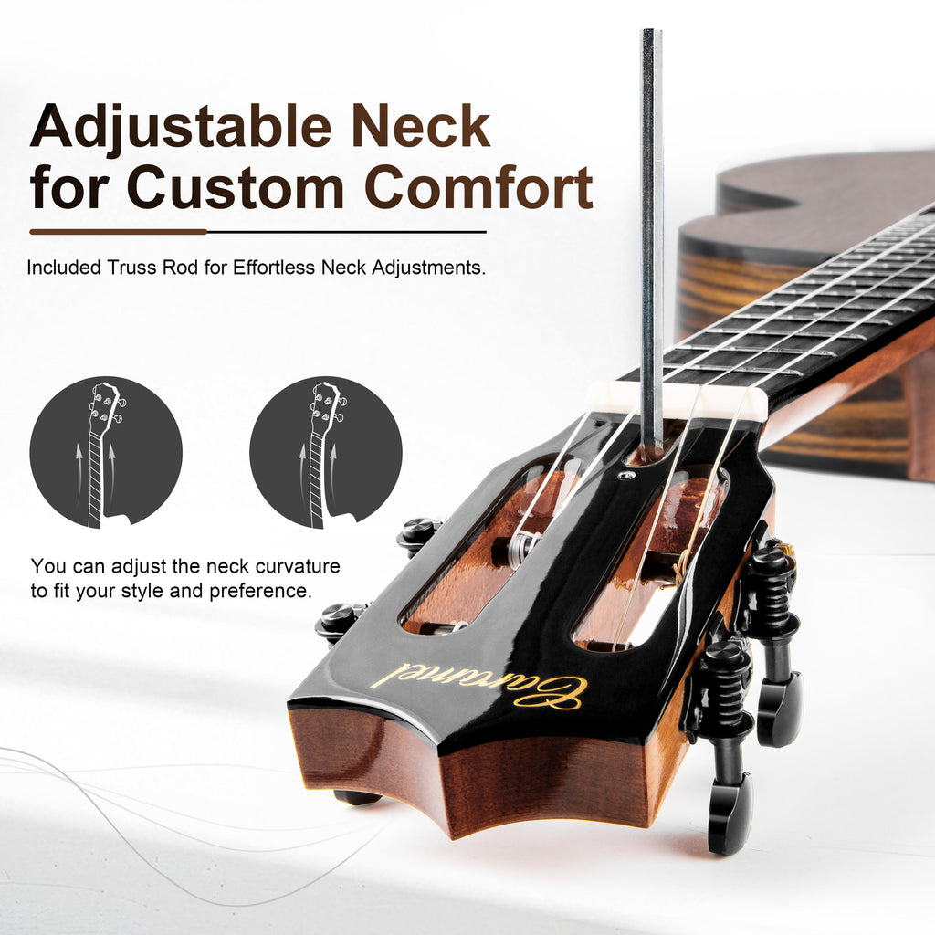Caramel TEG95 Butterfly Bocote Glossy Tenor Acoustic & Electric Ukulele | 26-inch Handmade Professional Ukelele Kit with Accessories