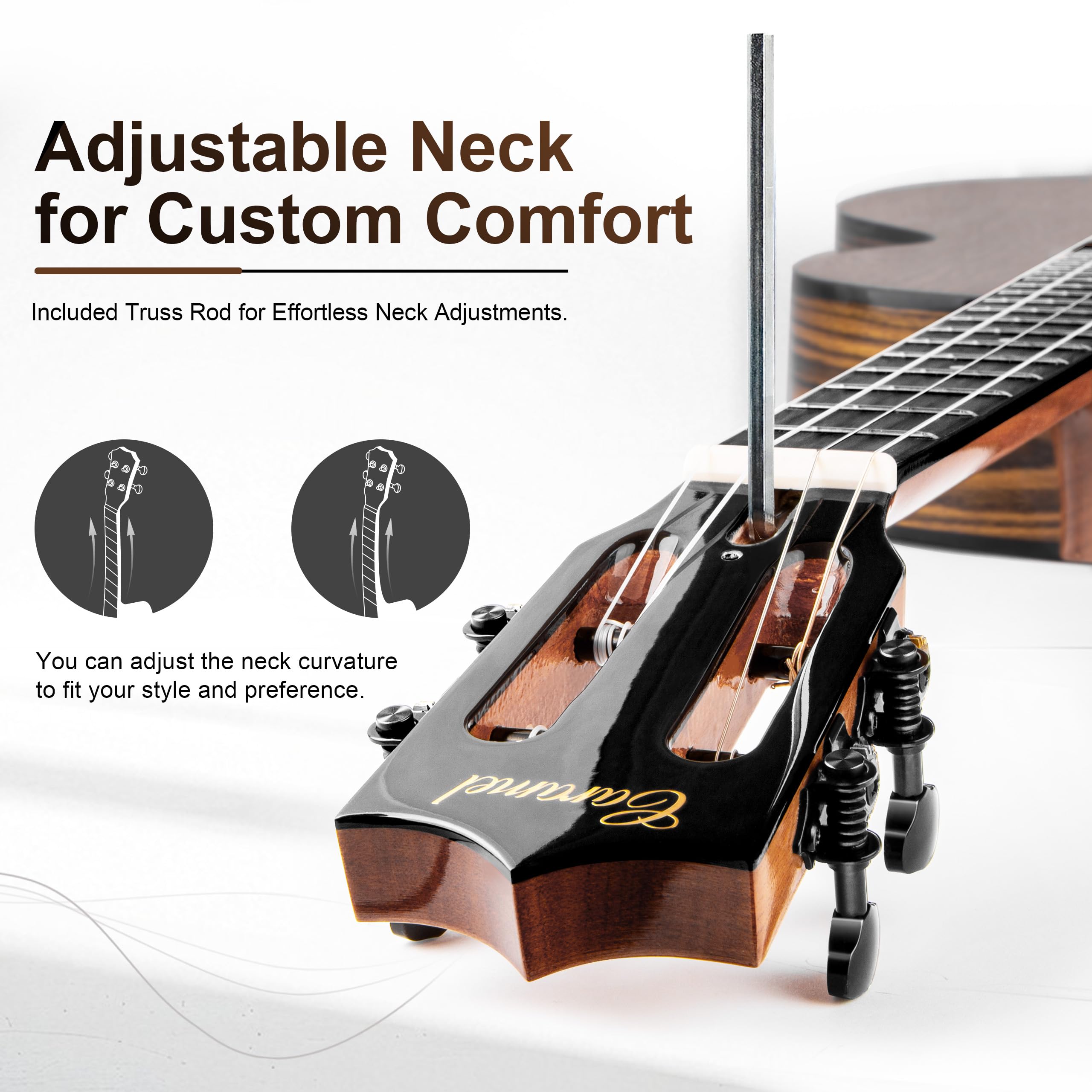 Caramel TEG95 Butterfly Bocote Glossy Tenor Acoustic & Electric Ukulele | 26-inch Handmade Professional Ukelele Kit with Accessories