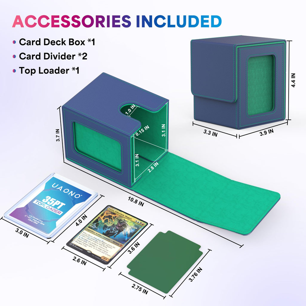 UAONO 4 Pack MTG Commander Deck Box, Independent Commander Display, Fits 400 Double-Sleeved Cards, Magnetic Deck Case for Magic the Gathering TCG, 8 Dividers & 4 Top Loaders (4 Color)