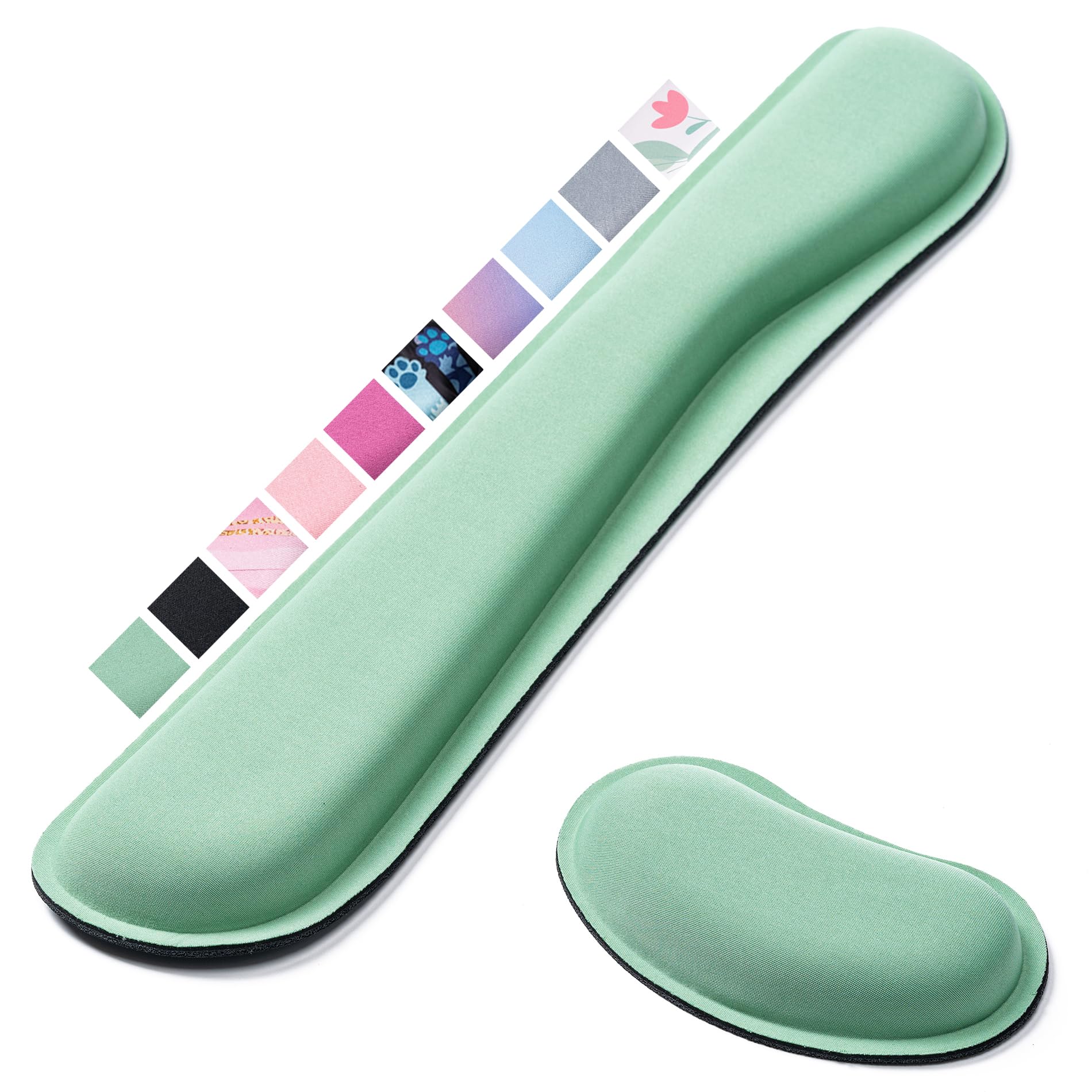 Hoewina Keyboard Wrist Rest,Ergonomic Wrist Rest,Superfine Fabric and Gel Memory Foam Wrist Pad for Computer Keyboard for Easy Typing & Pain Relief, Suitable for Office, Family, Outdoor, Bean Green