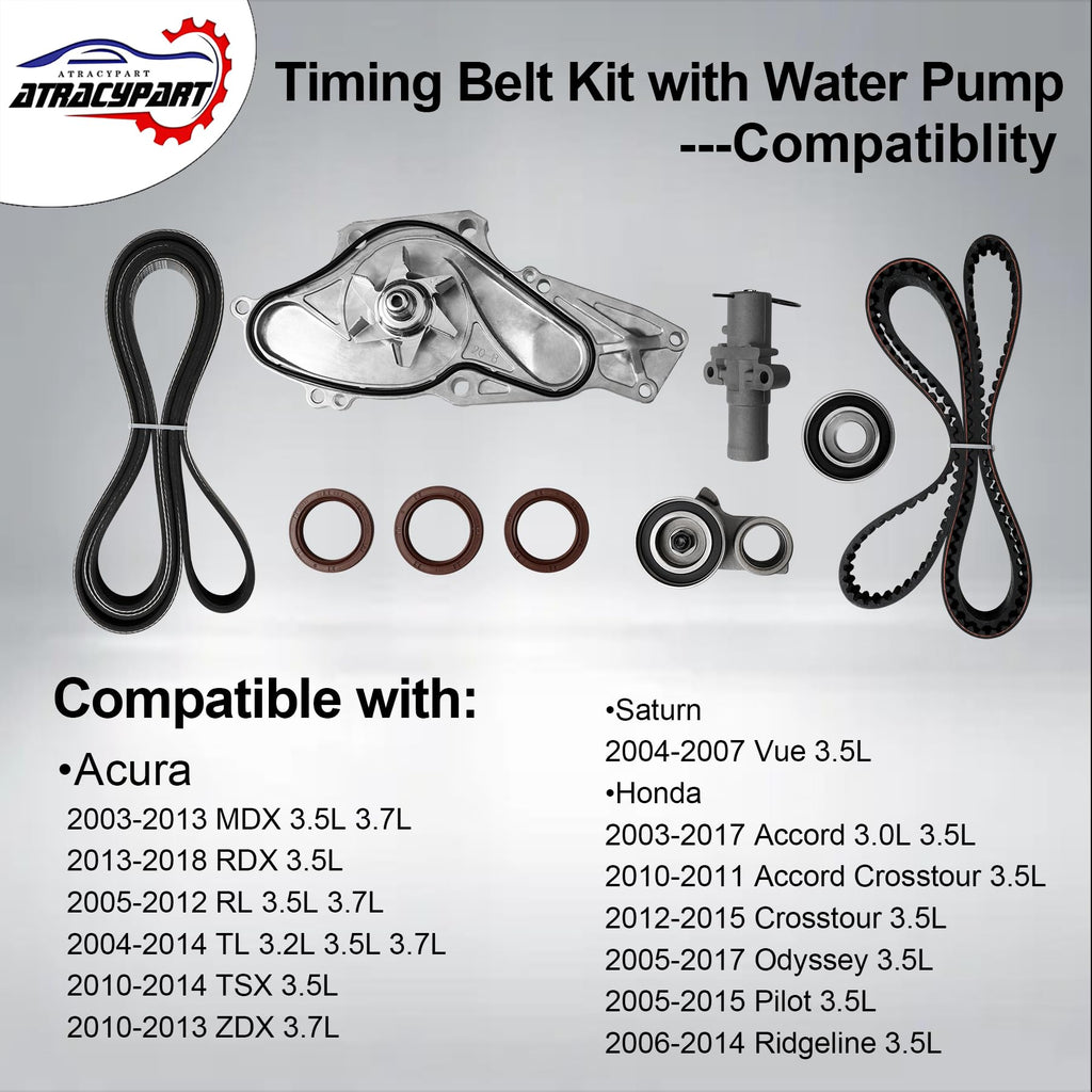 Engine Timing Belt Kit with Water Pump | Compatible With 1987-2001 Toyota Camry Celica RAV4 MR2 Solara 2.0L 2.2L 3SFE 5SFE L4 DOHC 16V | Replaces# TBK138, TCKWP199