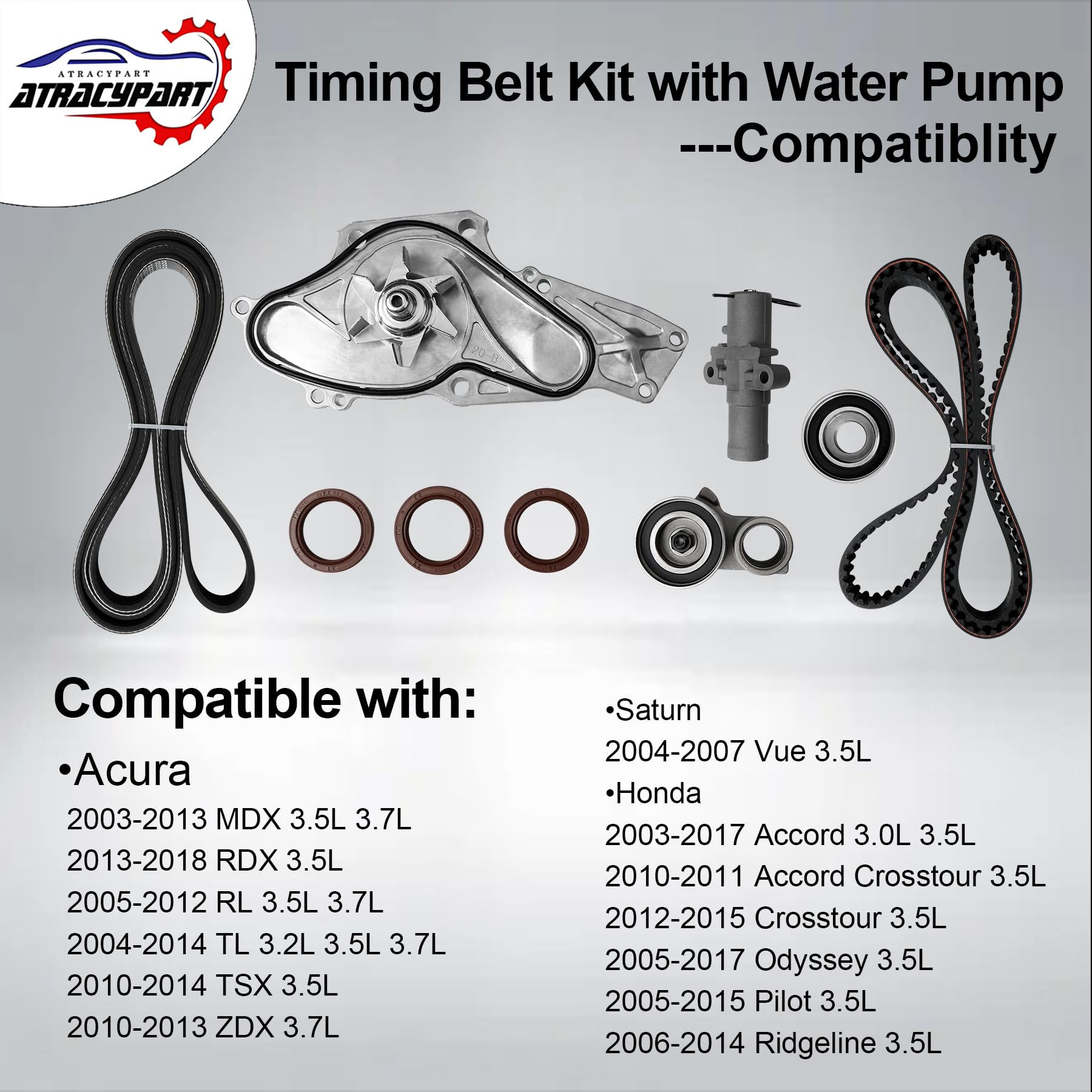 Engine Timing Belt Kit with Water Pump | Compatible With 1987-2001 Toyota Camry Celica RAV4 MR2 Solara 2.0L 2.2L 3SFE 5SFE L4 DOHC 16V | Replaces# TBK138, TCKWP199