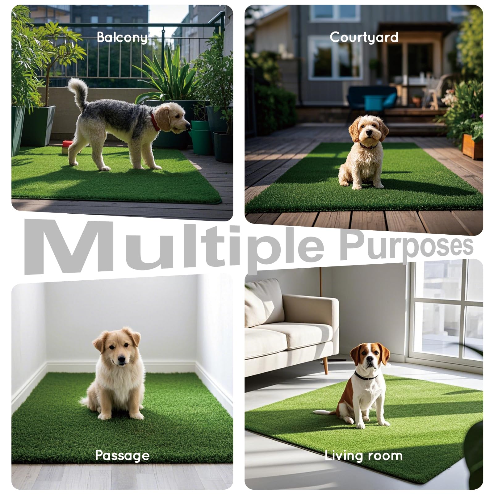 HQ4US 4LEGS Artificial Grass, Dog Pee Grass Pads for Dogs Potty, 2PCS Odor Free Fake Grass for Dogs Small 22" x 14" with Countless Drainage Holes, Dog Potty Grass Hemmed Edge Realistic