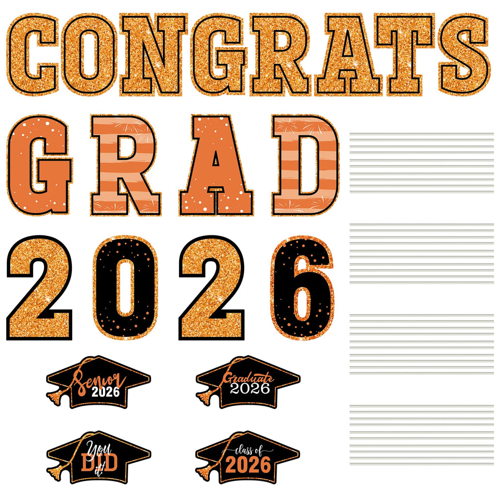 HOVACY 20 PCS Black Gold Graduation Yard Signs Class of 2026 | Black Gold 20 PCS, 40 Stakes, 11.57 x 16.14 in, Corrugated Plastic, Waterproof, Congrats Grad Sign, Graduation Sign