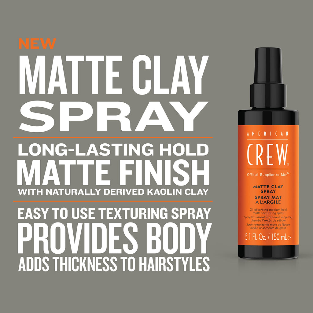 American Crew Matte Clay Spray For Men, Texturizing Spray with Matte Finish, Adds Texture, Volume & Thickness, 5.1 oz
