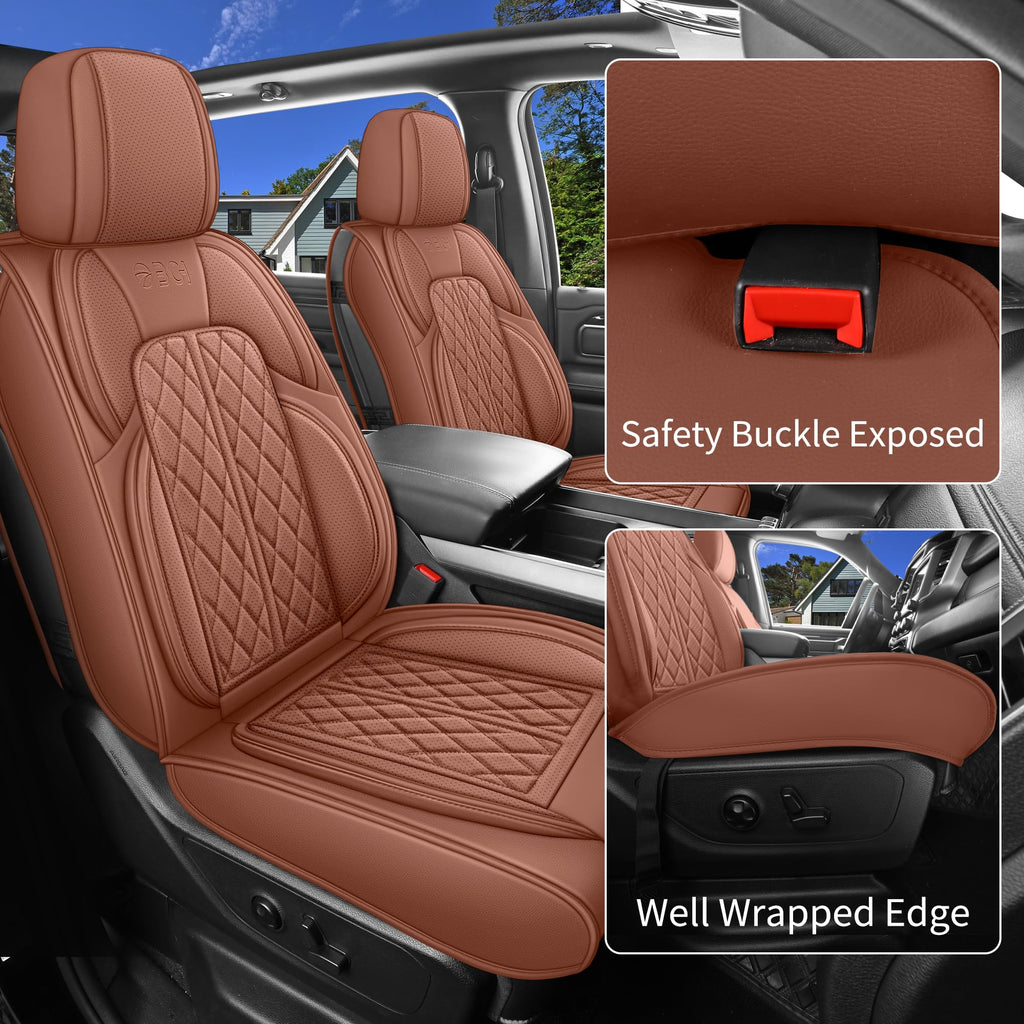 Car Seat Cover Custom Fit for Ford F150 2009-2026 Faux Leather Seat Cover Set Compatible with Regular Cab Super Cab Super Crew Pickup Truck Cushions (Black, Front Seat)