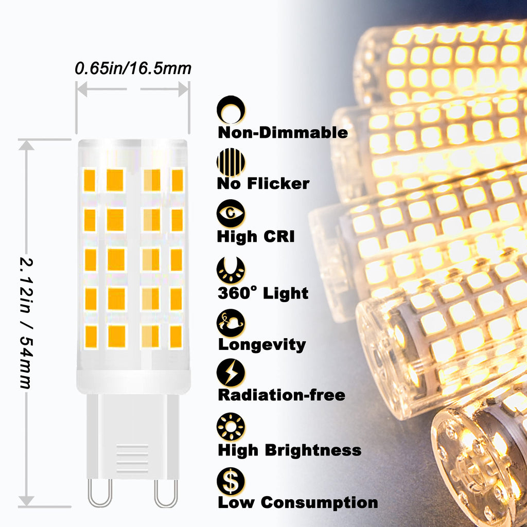 ALIDE G9 Led Bulbs Dimmable 3W Replace 20W 25W 30W Halogen Equivalent,2700K Soft Warm White, AC120V G9 Clear T4 Bi-pin Led Bulbs for Chandelier Pendant Wall Home Lighting,300LM,360 Deg,10Pack