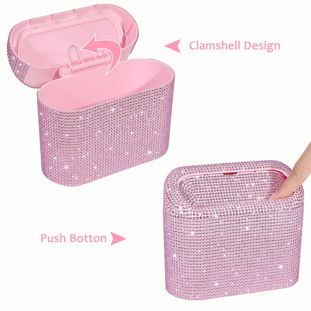 Accmor Car Trash Can with Lid, Mini Auto Dustbin Garbage Organizer with 30 Pcs Plastic Trash Bag, Automotive Garbage Container Bin for Vehicle, Home, Office