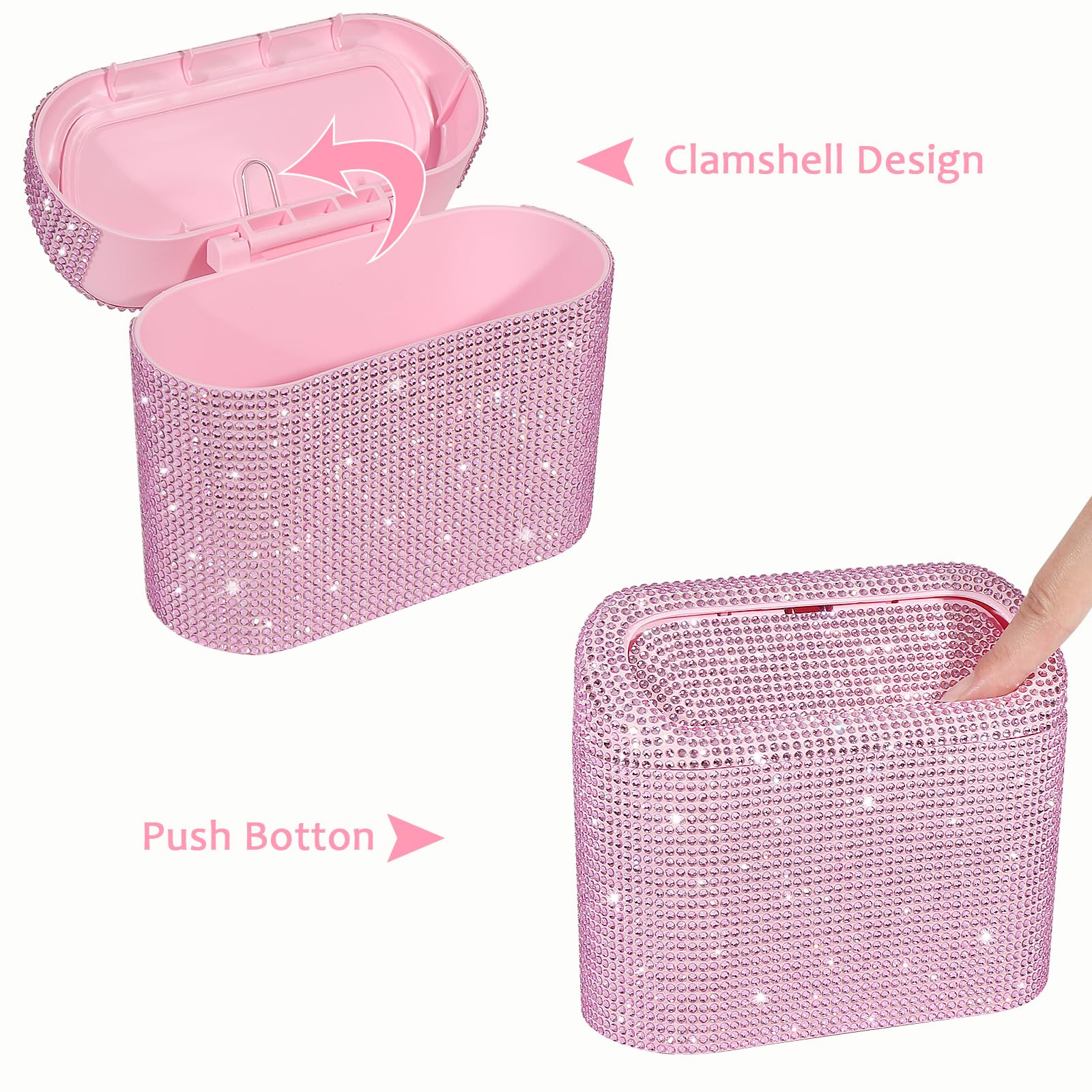 Accmor Car Trash Can with Lid, Mini Auto Dustbin Garbage Organizer with 30 Pcs Plastic Trash Bag, Automotive Garbage Container Bin for Vehicle, Home, Office