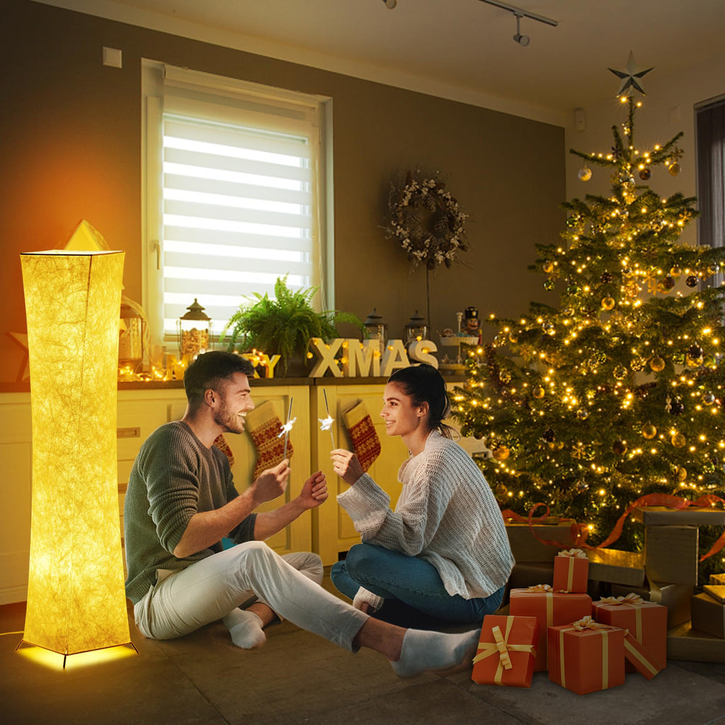 chiphy Floor Lamp, Dimmable 39" (XS) Tall Standing Lamp, 3 Levels Adjustable Brightness 12Wx2 LED Bulbs, Column Floor Light w/White Fabric Shade, Home Decor for Living Room, Bedroom, Kids Room