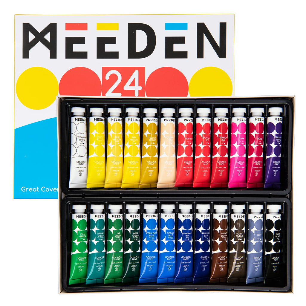 MEEDEN Gouache Paint Tube Set - 12 x 12ml (0.4 oz) Colors Art Paint Supplies for Artists Students Beginners - Rich Pigment Art Paints for Canvas Painting