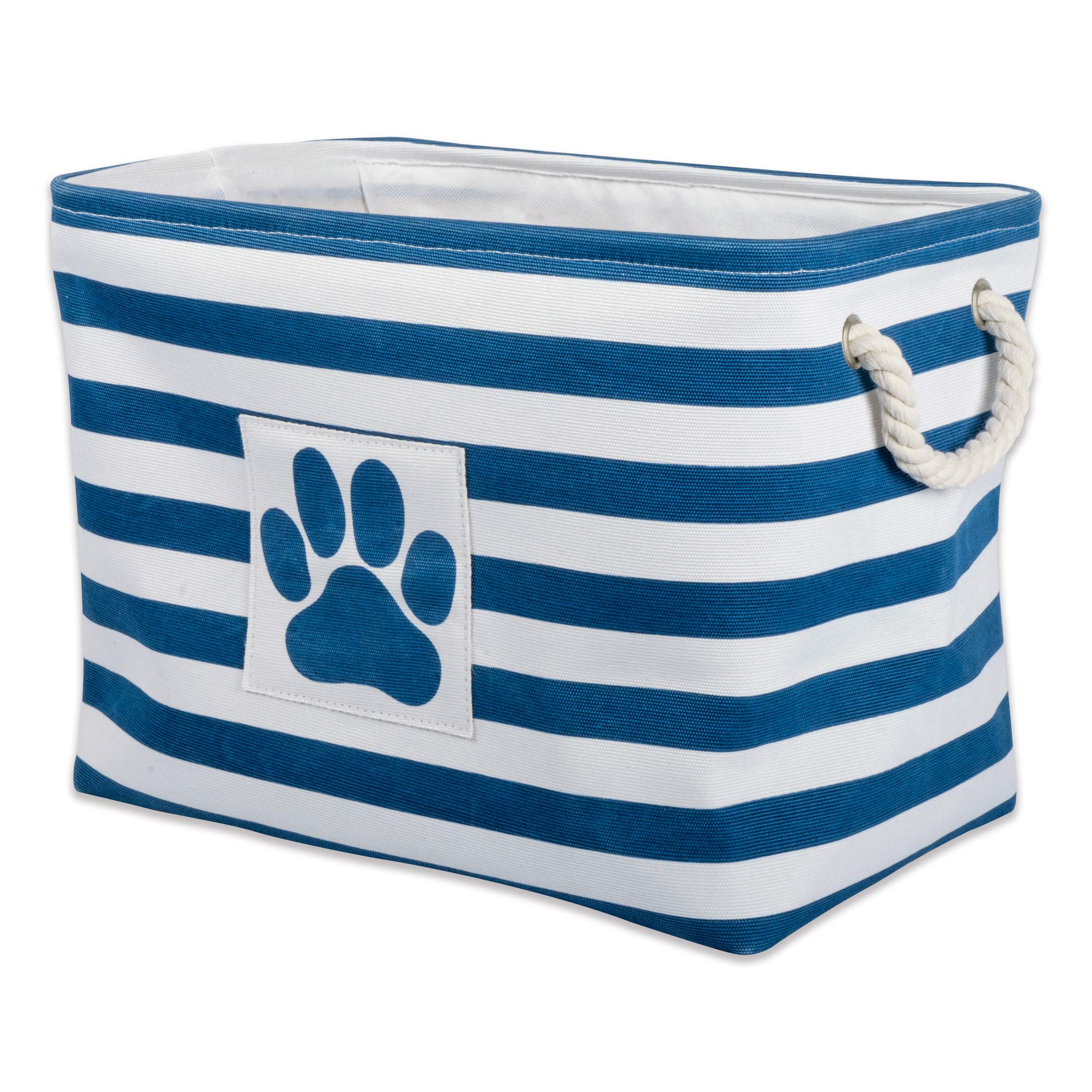 Bone Dry Pet Storage Collection Striped Paw Patch Bin, Aqua, Small Rectangle
