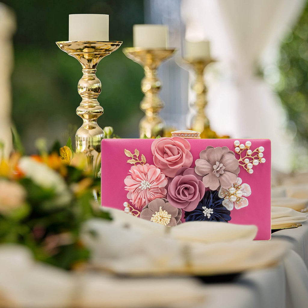 Evening Bag for Women, Flower Wedding Evening Clutch Purse Bride Floral Clutch Bag