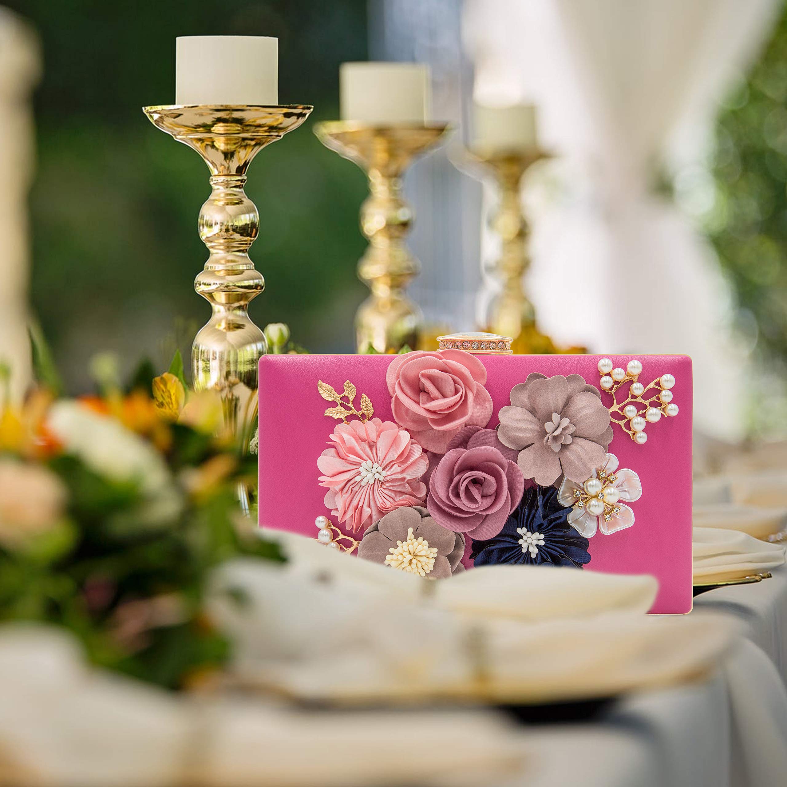 Evening Bag for Women, Flower Wedding Evening Clutch Purse Bride Floral Clutch Bag