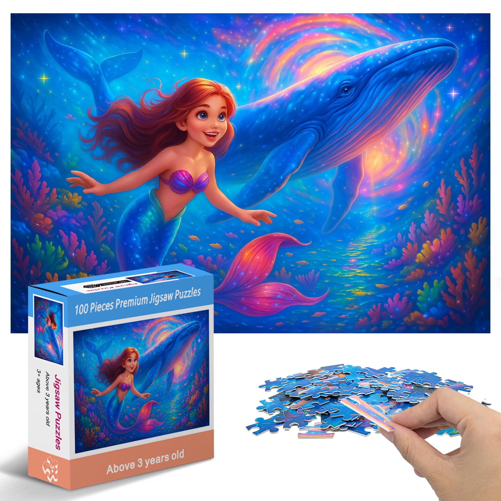 100 Piece Puzzles Rainbow Dinosaur Puzzle for Kids Ages 4-8 8-10, 100 Piece Jigsaw Puzzle for Children Learning Educational Puzzles Toys Birthday Gifts for Girls Boys, Dinosaur