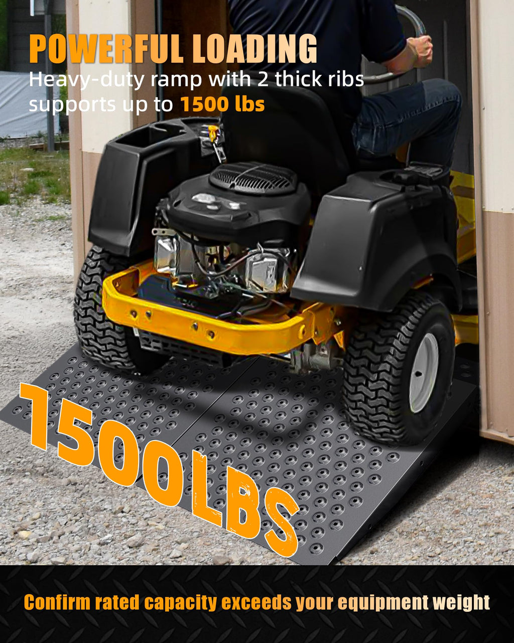 VNN 29" x 24" Shed Ramp for Riding Mower - 750 LB Capacity Shed Ramps, Anti-Slip Punch Plate Ramp for ATV, Motorcycles, Garages & Barns (1PC,Black, Alloy)