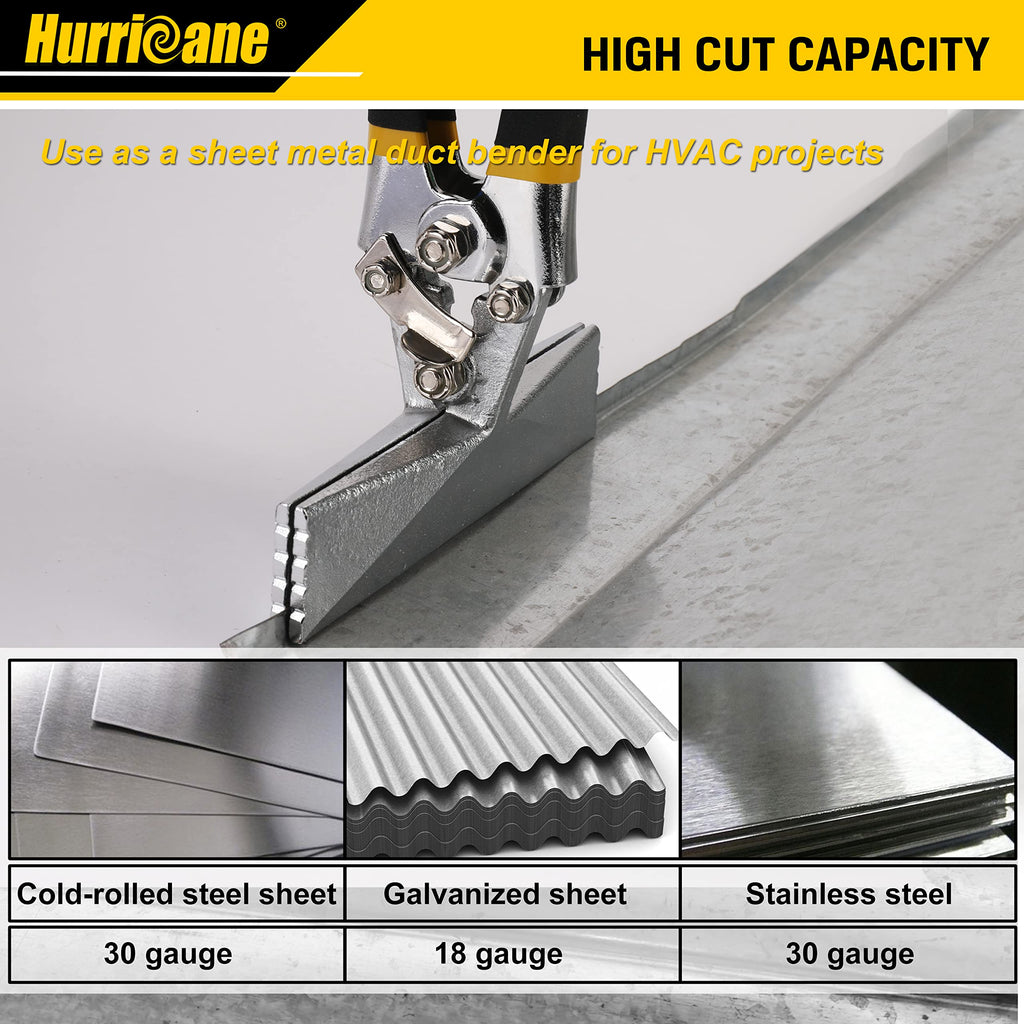 HURRICANE 3inch Sheet Metal Hand Seamer, Heavy Duty Bender for Metal Flattening, Precision Duckbill Pliers and Sheet Metal Tongs, Ideal for HVAC Projects, Ergonomic Straight Flat Smooth Jaw