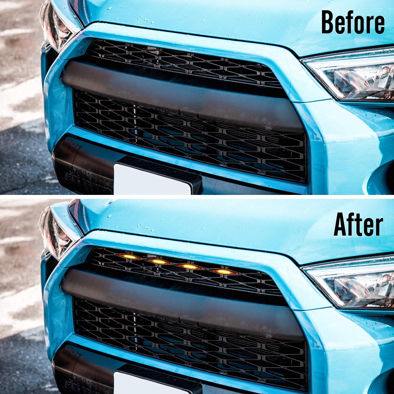 Seven Sparta 4 PCS Grill Led Lights Compatible with Toyota 4Runner 2014-2024 TRD Pro Grille and 2014-2019 SR5, Premium, Limited, TRD Off-Road, Fuse and Instruction Included (Amber)