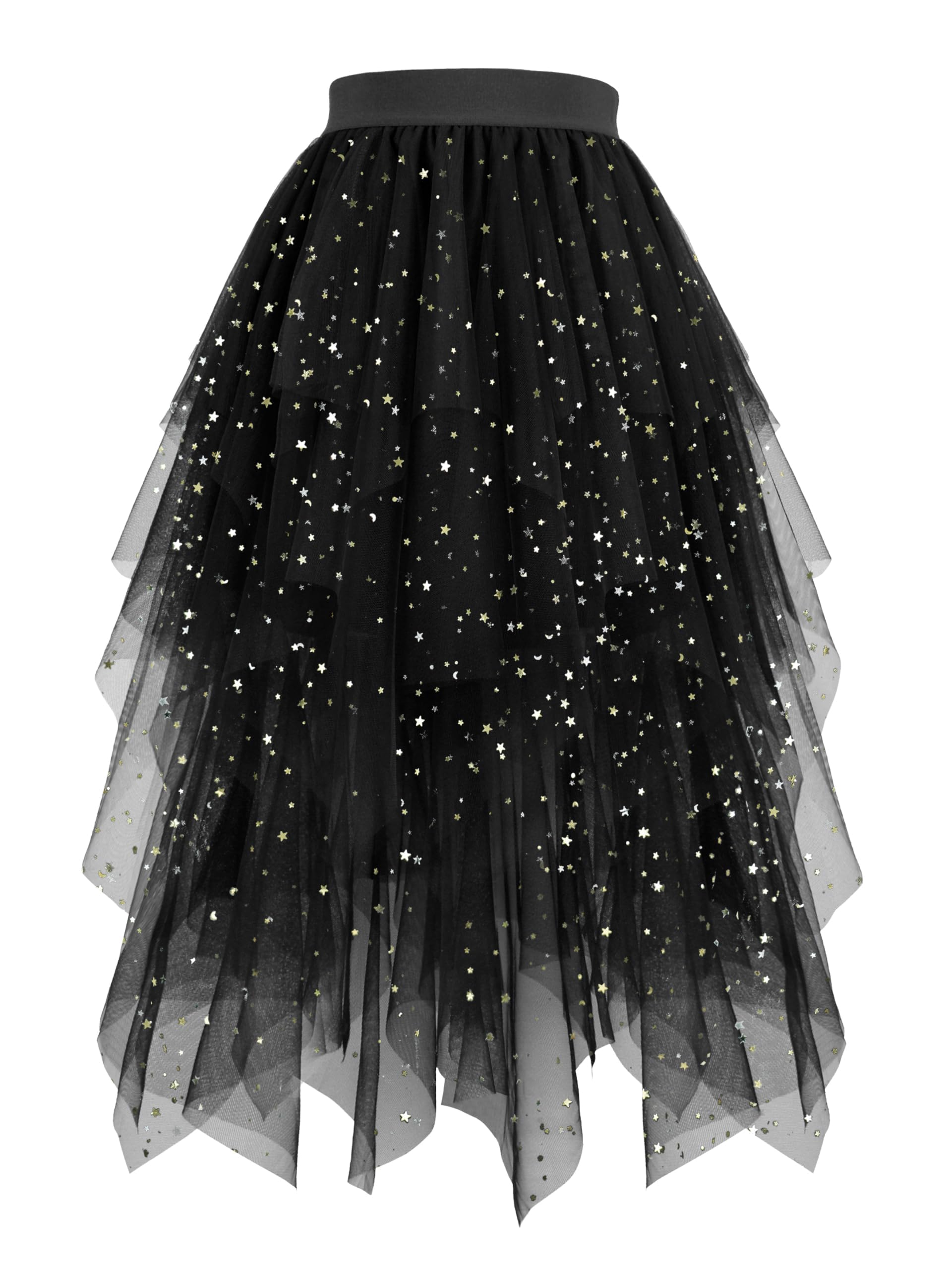 Hanpceirs Women's Tulle Skirts High Low Layered A-line Midi Skirt Irregular Tutu for Women
