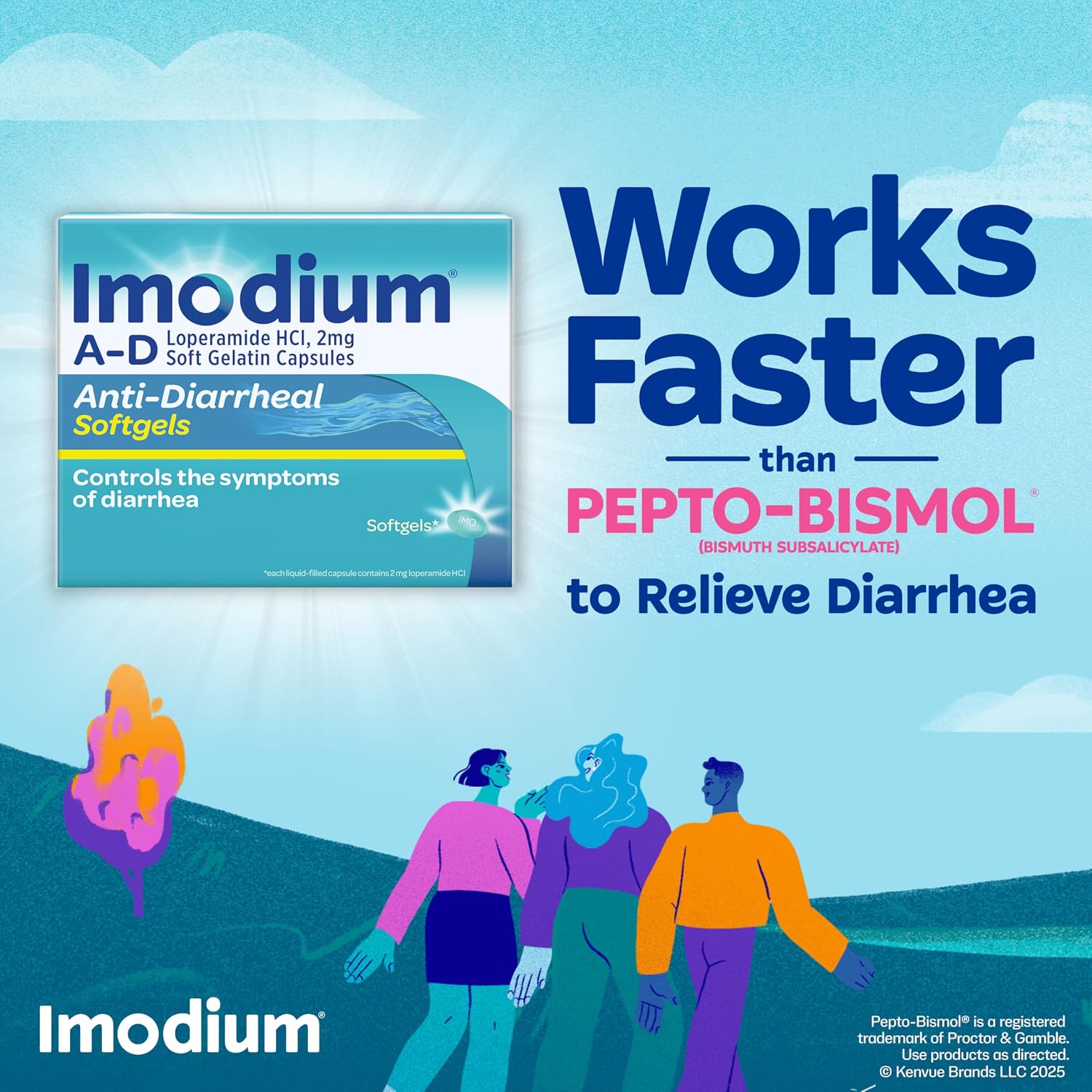 Imodium A-D Diarrhea Relief Softgels with Loperamide HCl, Anti-Diarrheal Medicine to Help Control Symptoms of Diarrhea Due to Acute, Traveler's Diarrhea, HSA/FSA Eligible, 12 ct