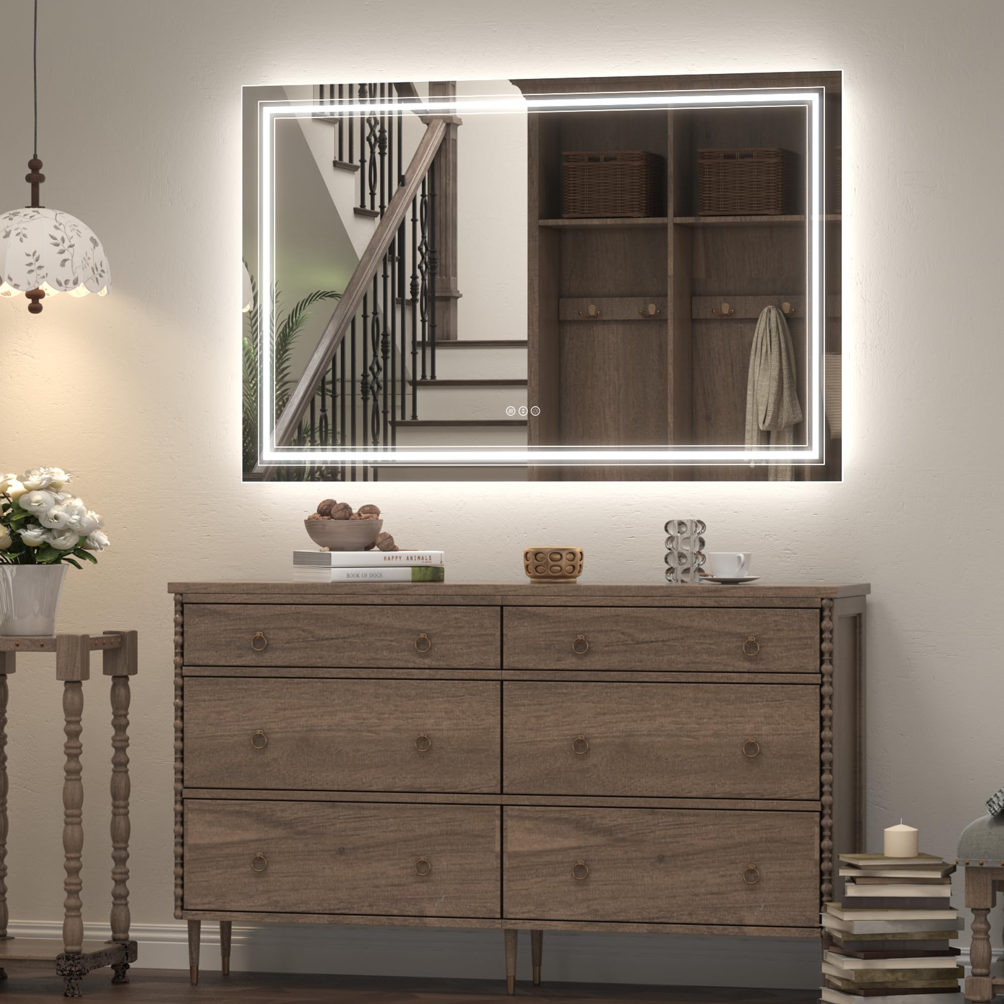 20x28 LED Bathroom Mirror, Vanity Mirror with Lights, Backlit and Front lit Mirror for Wall, Dimmable, Anti-Fog, Shatterpoof, Memory (Horizontal/Vertical)