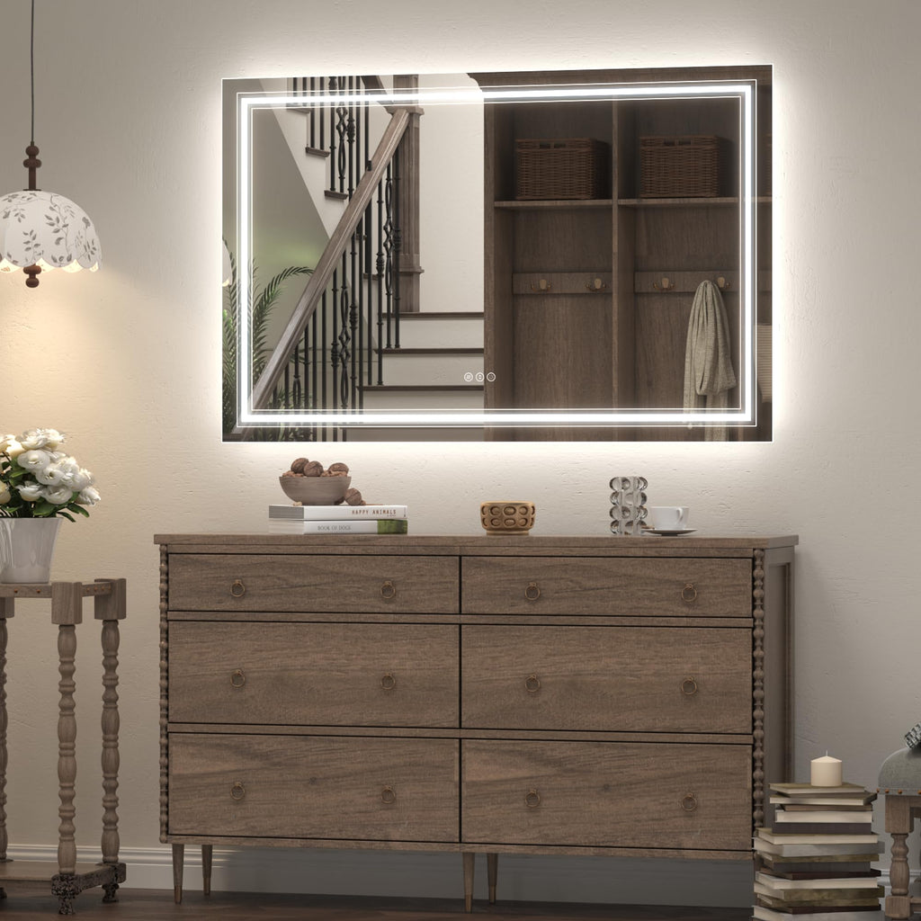 20x28 LED Bathroom Mirror, Vanity Mirror with Lights, Backlit and Front lit Mirror for Wall, Dimmable, Anti-Fog, Shatterpoof, Memory (Horizontal/Vertical)