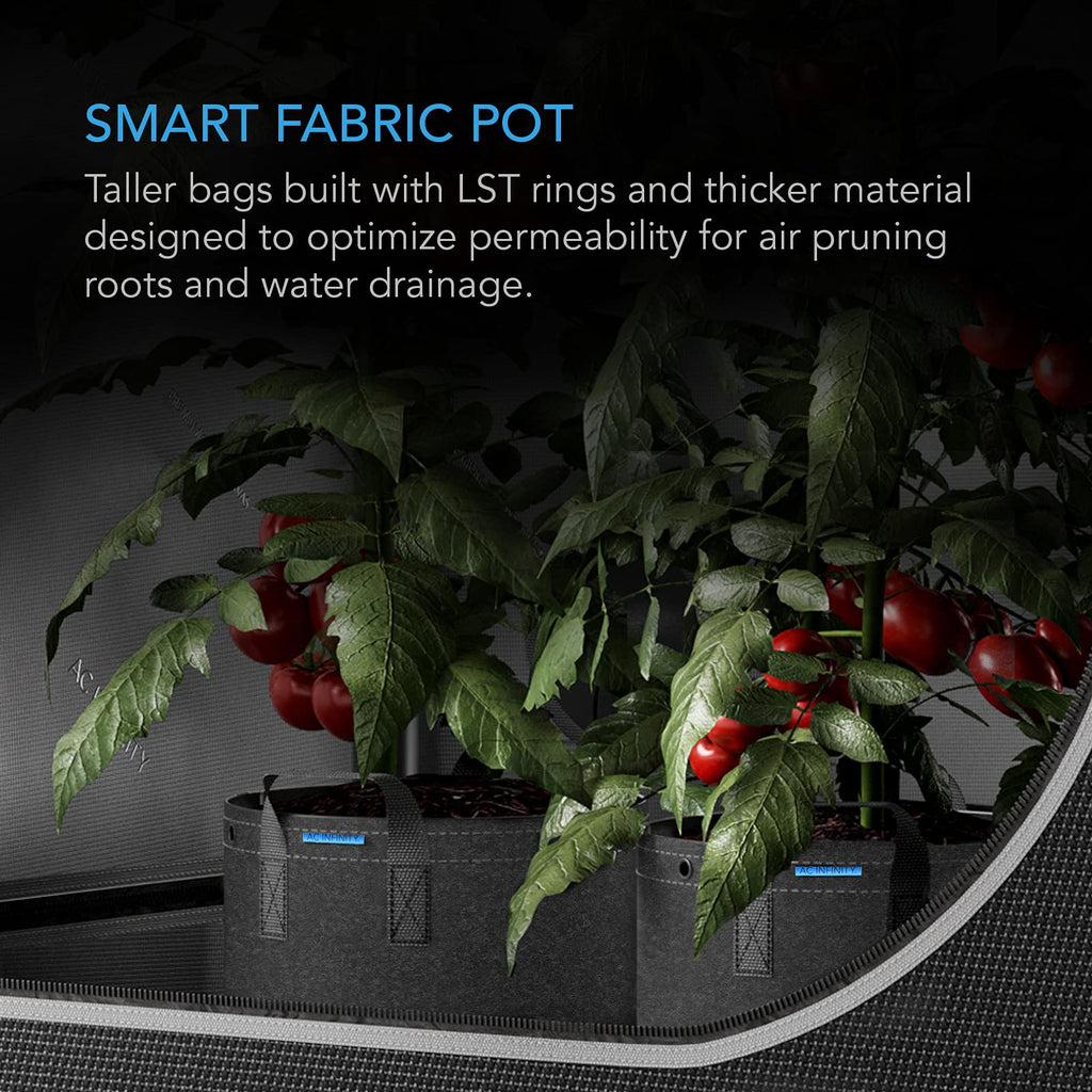 AC Infinity Heavy Duty Fabric Pots, 1 Gallon Aeration Reusable Grow Bags 5-Pack with 500G Thick Nonwoven Fabric and Multi-Purpose Rings, for Low Stress Plant Training Fruits, Vegetables, and Flowers