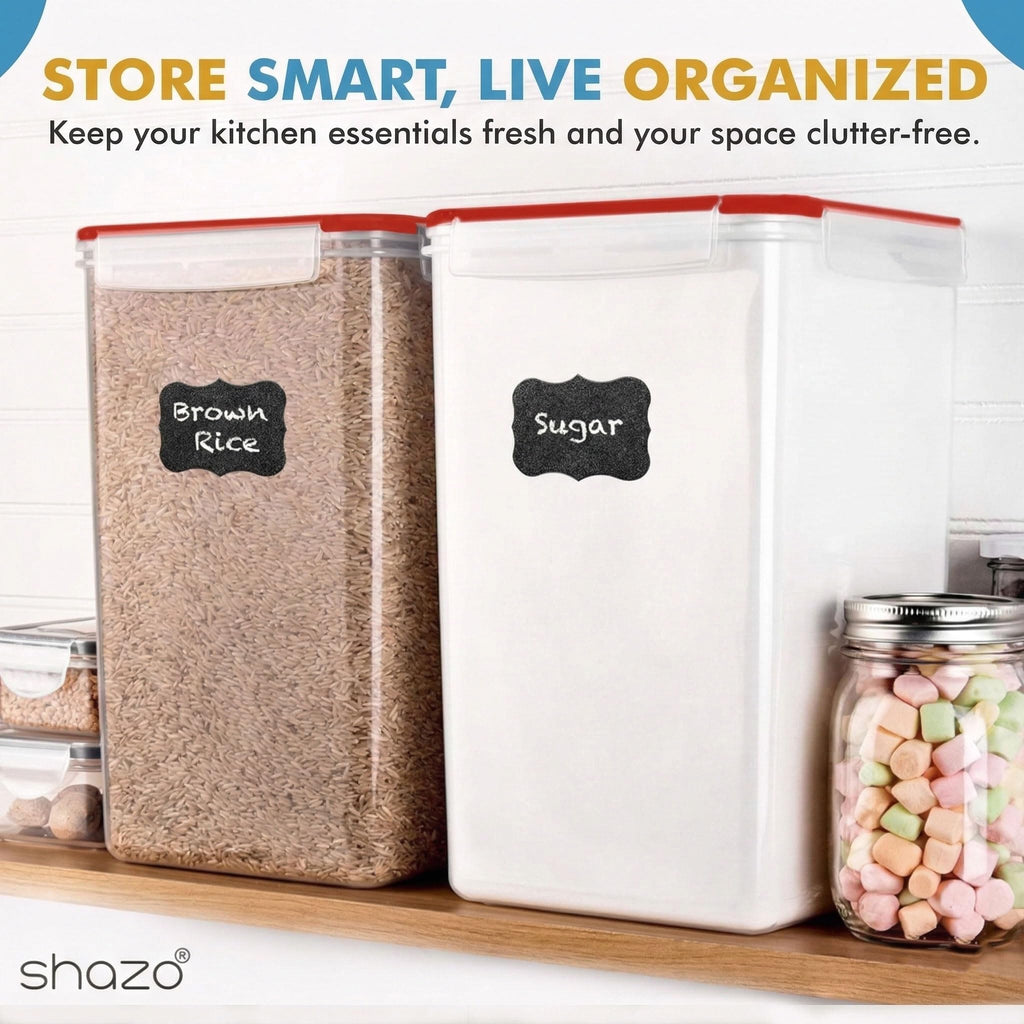 Shazo 2 PC (9.5L | 321 Oz) Extra Large Bulk Food Storage Containers with Airtight Lids for Flour, Sugar, Rice, Cereal & Pasta - Leakproof, BPA-Free Plastic Canisters for Kitchen & Pantry Organization