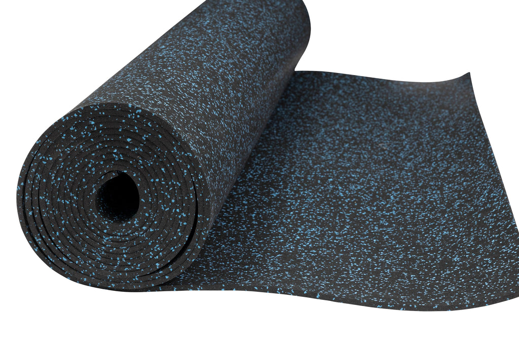 Playsafer Genaflex Rubber Gym Floor Mat, Heavy Duty Commercial Protective Gym Flooring Roll - 8mm Thick (10% Blue, 4' X 4')