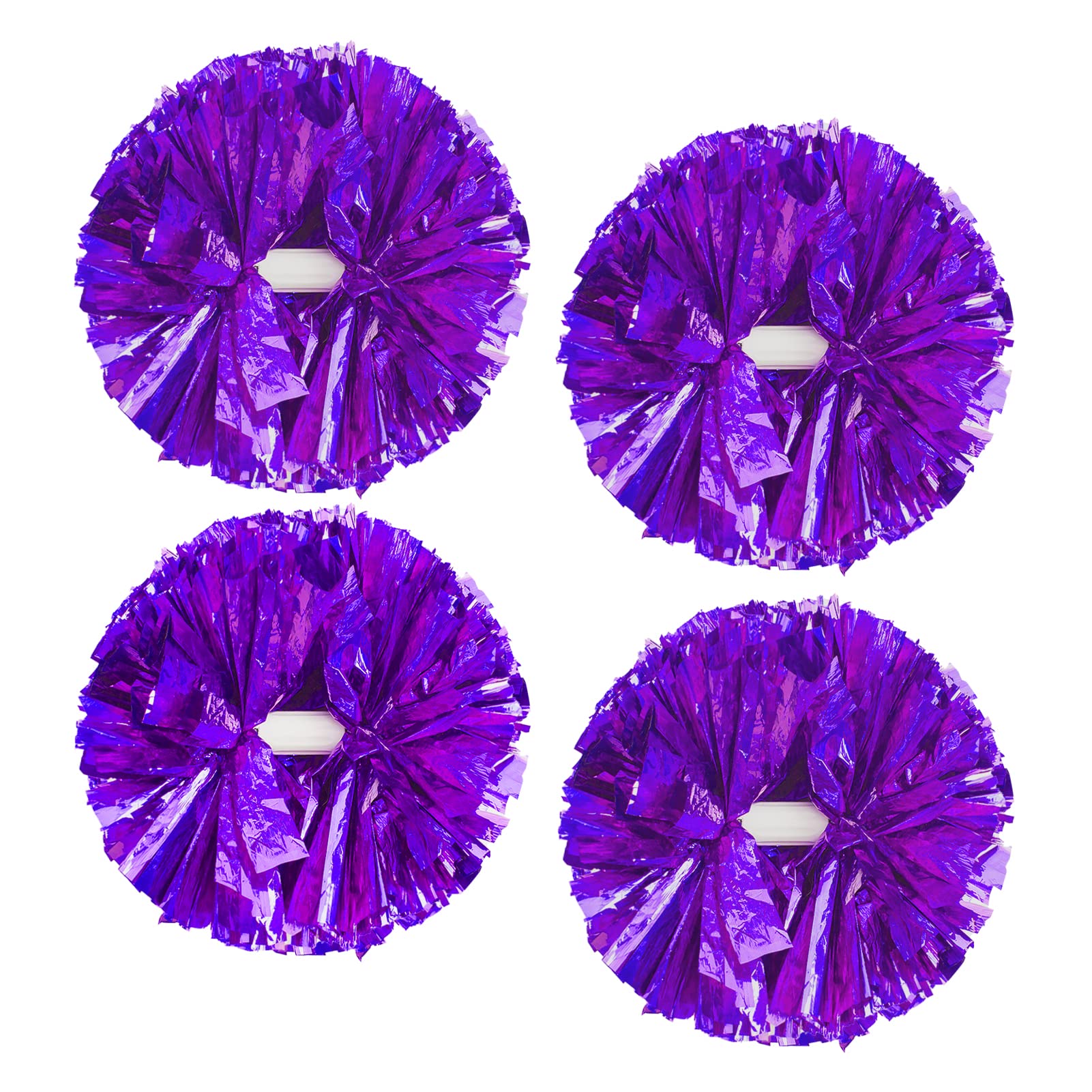 4Pcs Metallic Cheerleading Pom Poms, Creatiee 2 Pair Cheerleader Cheering Squad Pompoms for School Sports Dance Games Team Spirit Cheer