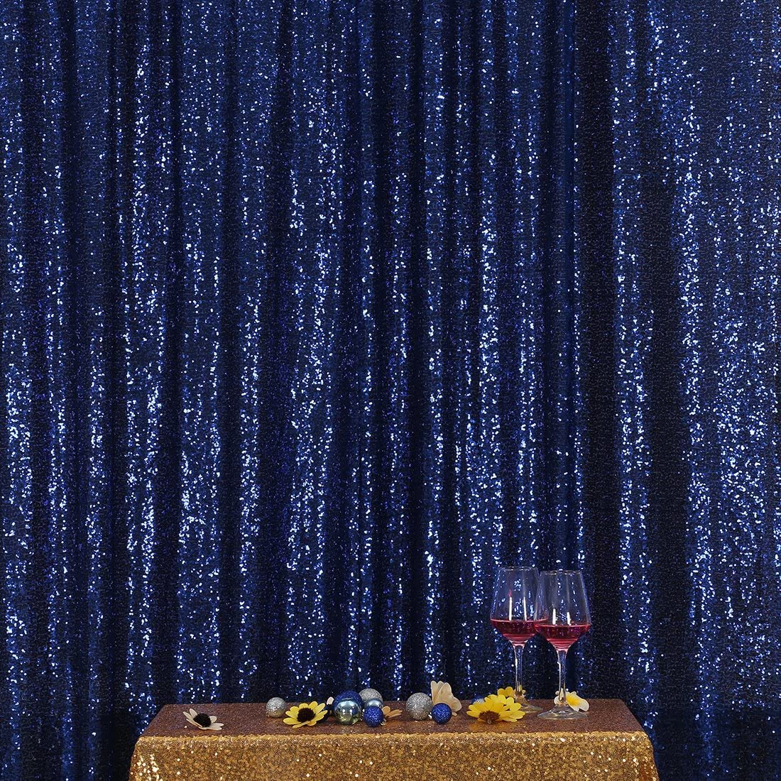 Poise3EHome Baby Blue Sequin Backdrop Curtain, 2 Panels 2Ft x 8Ft Glitter Photography Background for Party Baby Shower Wedding Birthday Christmas Thanksgiving Halloween Decoration