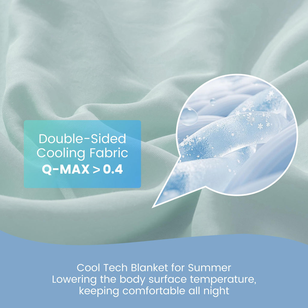 SNOWMAN Cooling Comforter Twin XL Size Double-Sided, Soft Cooling Blanket for Hot Sleepers, Cold Touch Fabric Summer Quilt, Lightweight Q-Max>0.4 Silk Smooth (Blue/Grey, 60"x90")