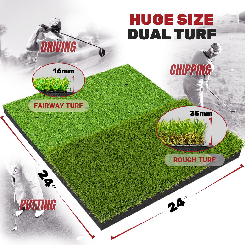 SAPLIZE Foldable Heavy-Duty Golf Hitting Mat with 10mm EVA Backing for Indoor/Outdoor Swing & Chipping, Golf Accessories & Gift for Men & Women