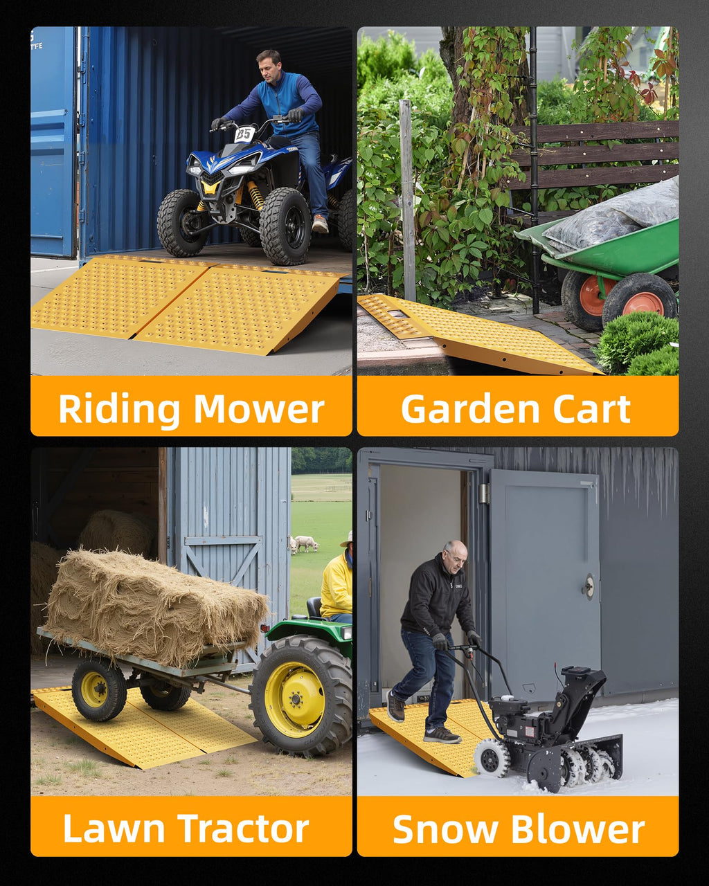 VNN 29" x 24" Shed Ramp for Riding Mower - 750 LB Capacity Shed Ramps, Anti-Slip Punch Plate Ramp for ATV, Motorcycles, Garages & Barns (1PC,Black, Alloy)