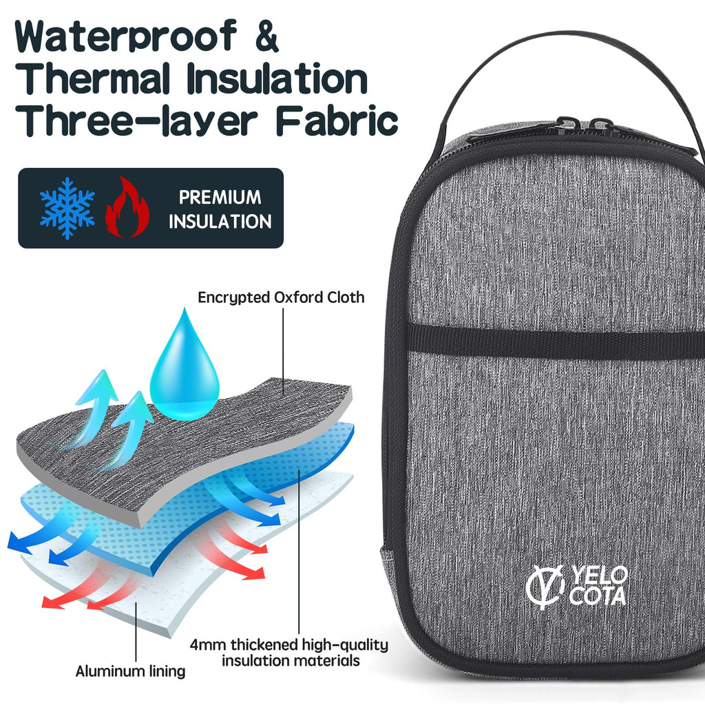 Yelocota Small Insulated Lunch Bag- Snack Bag- Mini Cooler Bag with Handle for Travel,Work,School(Storage Space below 20oz)- Also Suitable for Pairing with Food Jar