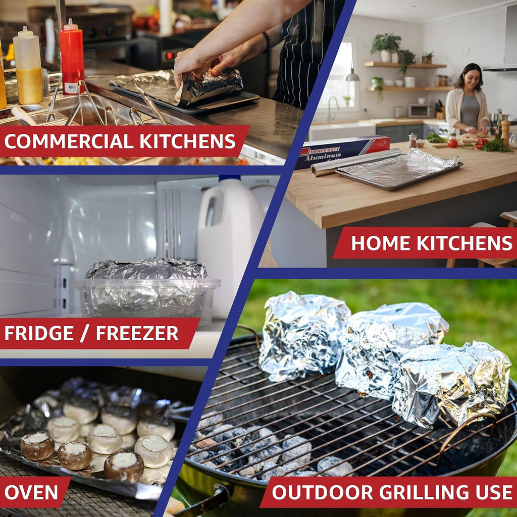 18" x 500' Heavy Duty Commercial Grade Food Safe Aluminum Foil Roll - Durable and Tear Resistant for Cooking, Grilling, and Roasting - Ideal for Restaurants, Catering, and Professional Kitchens