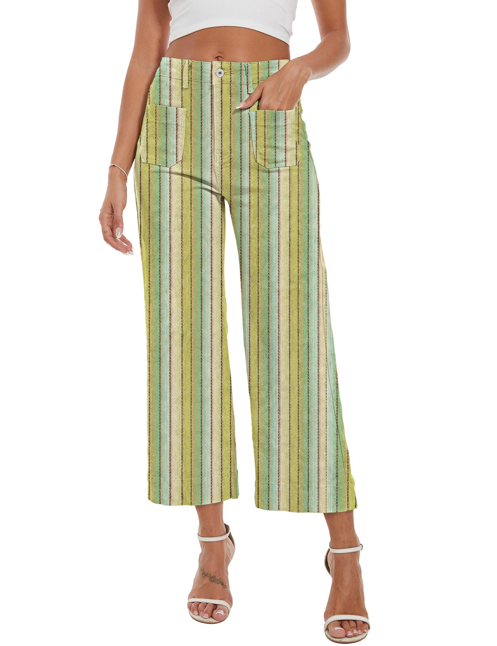Wide Leg Jeans for Women Trendy High Waisted Flare Jeans Cropped Pants Stretchy Baggy
