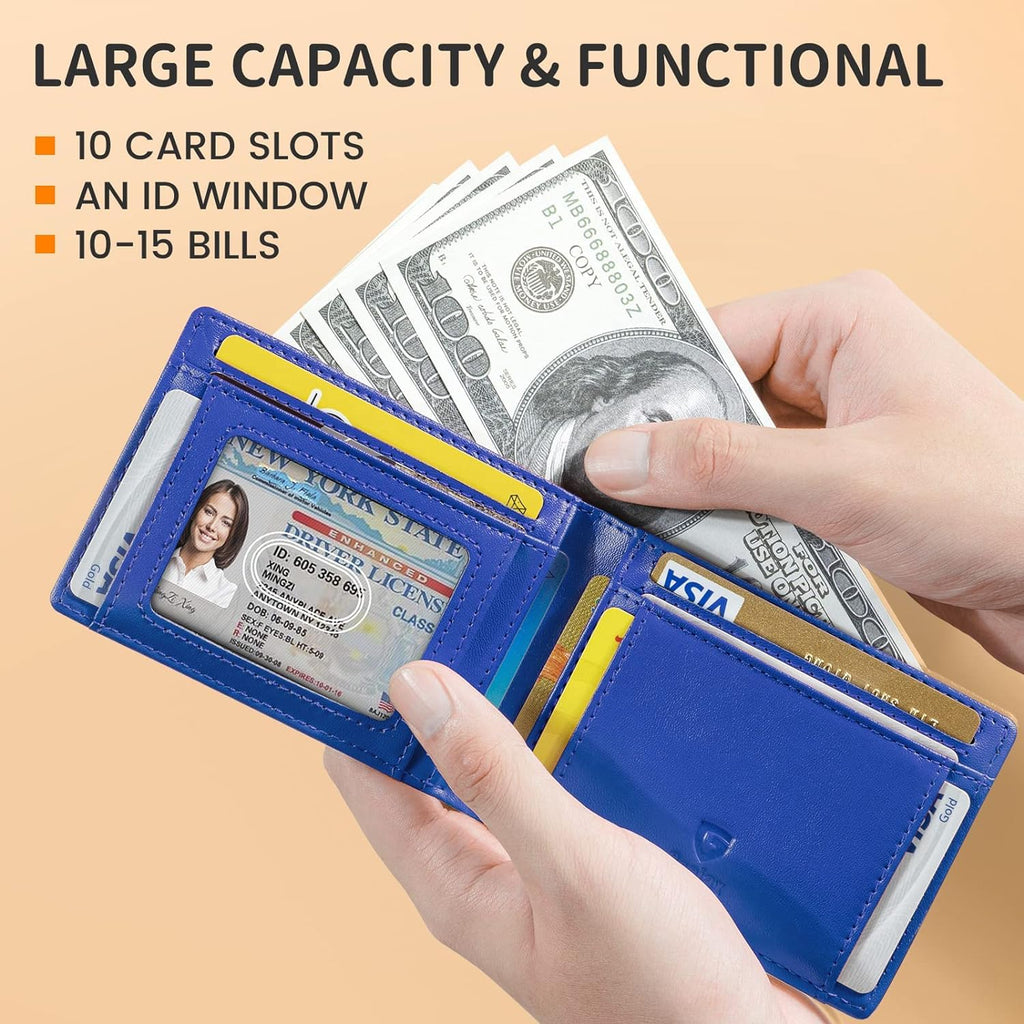 GSOIAX Slim Wallet for Men Rfid Blocking Leather Bifold Front Pocket Carbon Fiber Men's Money Clips Credit Card Holder With Gift Box