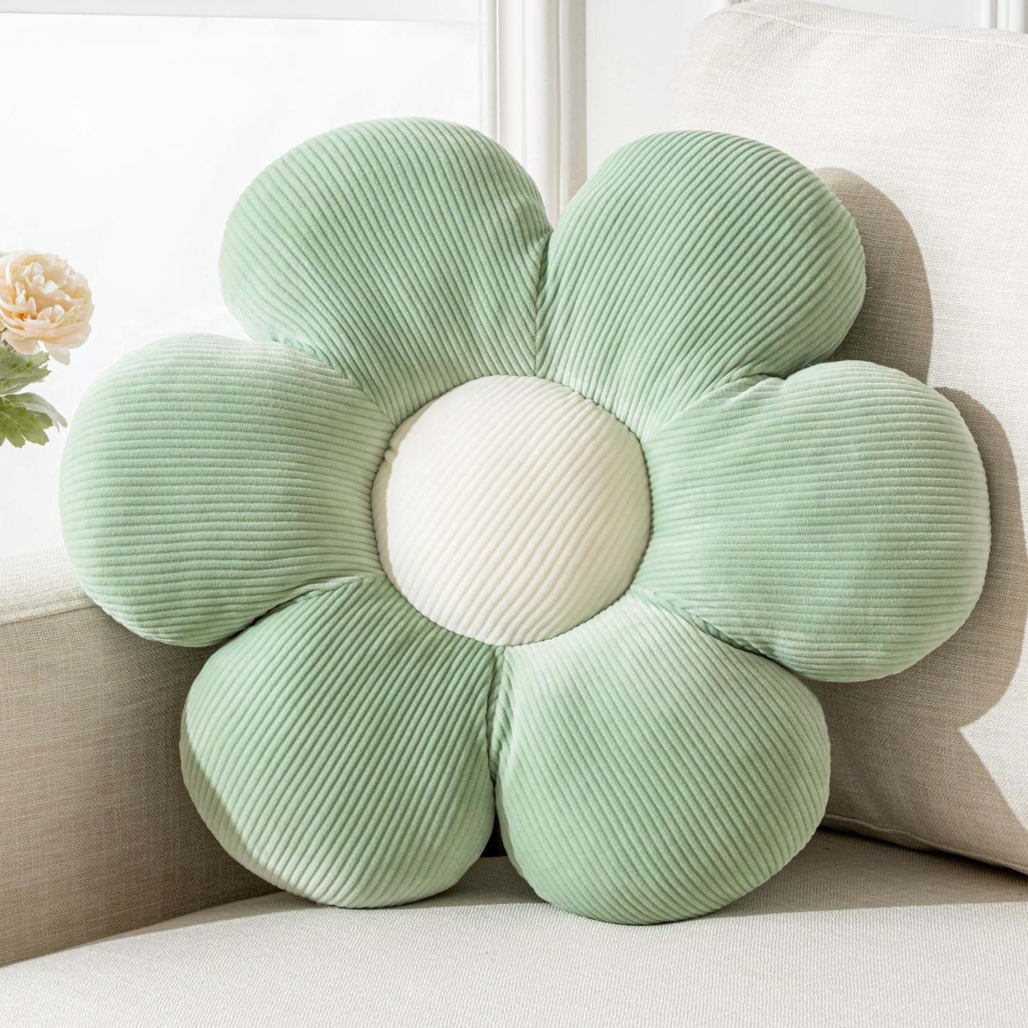 Flower Pillow, Blue Throw Pillows Cute Daisy Decorative Pillow Cushion Seating Home Decorative for Bed, Sofa, Couch
