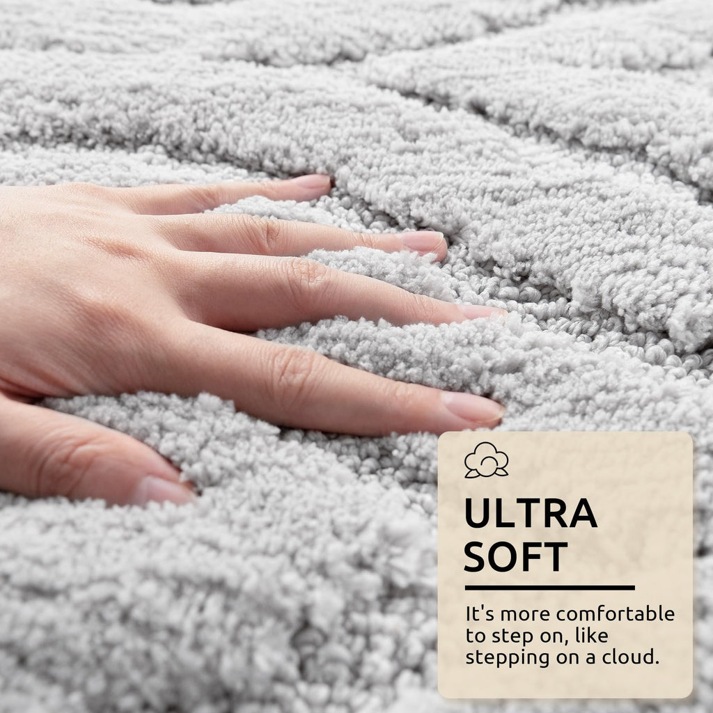 DEXDE Bathroom Rugs Runner 24x47 Long Bath Rug Non Slip Soft Washable Large Bath Mats for Bathroom Bedroom Hallway Kitchen Floor Carpet Modern Boho Decor, Beige
