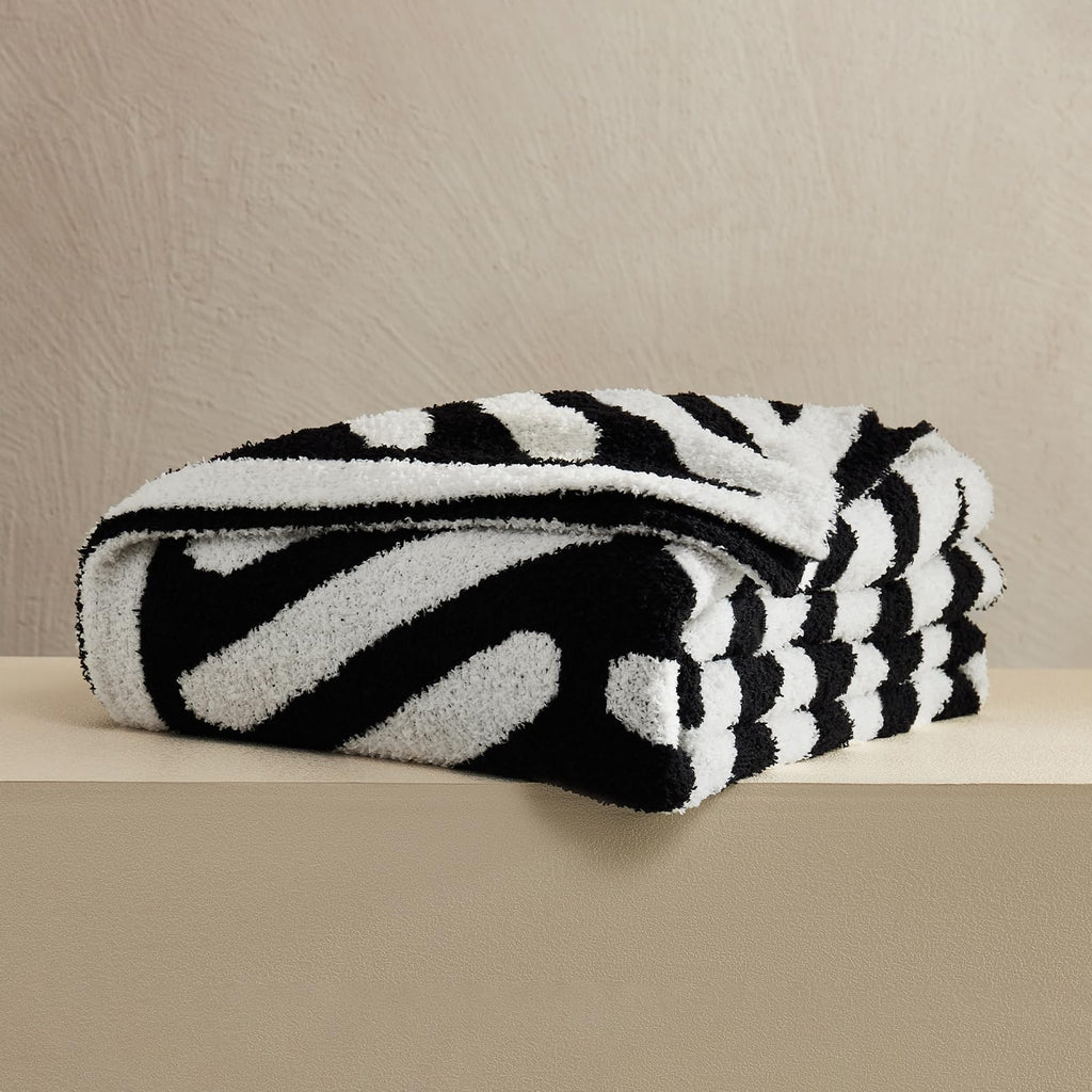 Checkered Throw Blanket, Black Soft Cozy Fluffy Knitted Throw Blankets for Couch, Sofa, Bed, Chair, Warm Fuzzy Travel Picnic Lightweight Plaid Blanket, 50x70 inches