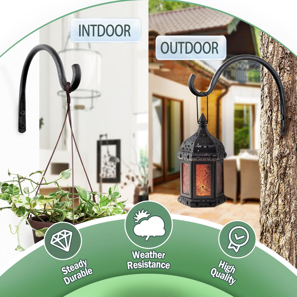 Qiang Ni Heavy-Duty Plant Hanger - 16 Inch 80lbs Metal Wall Mount Plant Bracket for Indoor Outdoor Hanging Bird Feeders, Flower Baskets, Lanterns