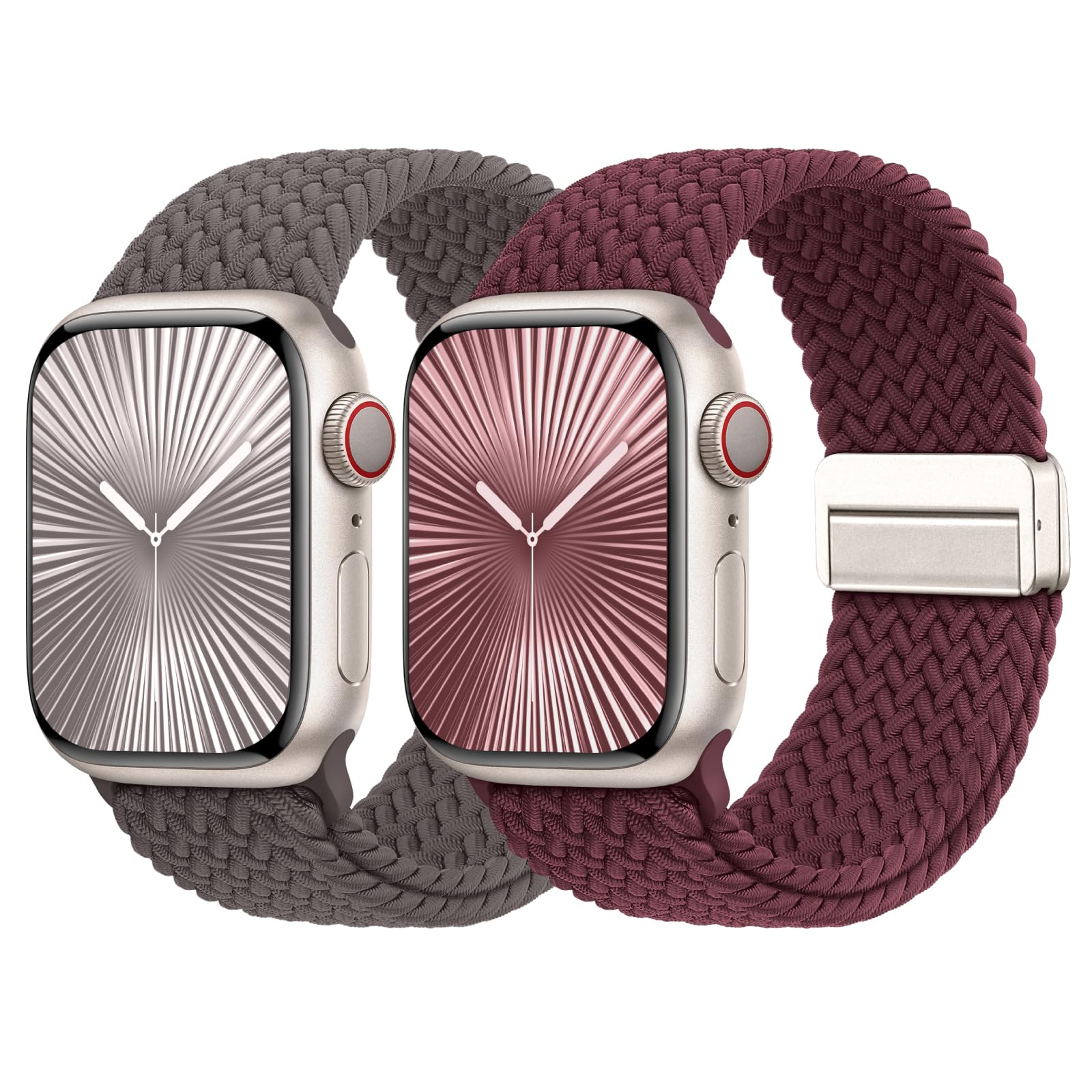 Braided Stretchy Bands with Magnetic Clasp Compatible for Apple Watch Band 38mm 40mm 41mm 42mm 44mm 45mm 46mm 49mm Women Men, Nylon Sport Solo Loop for iWatch Series 11 10 9 8 7 6 5 4 3 Ultra 3 2 1 SE
