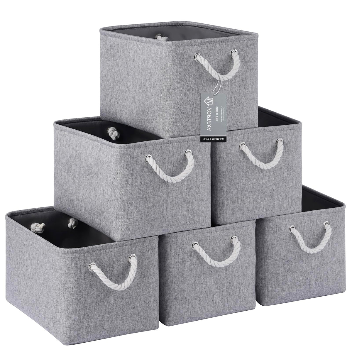 Storage Baskets for Shelves 11.8x7.9x5.2 Inch, Foldable Fabric Storage Bins with Handles, Small Storage Baskets for Organizing Closet, Office, Home Organization (1-Pack, Gray)