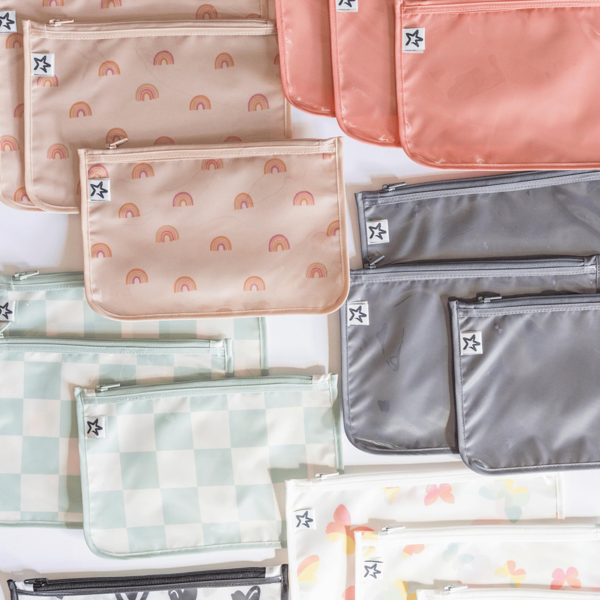 Tiny Twinkle Diaper Bag Organizing Pouches|3 Pack Mess-Proof Clear Front Travel Organizer Bags&TSA Approved Toiletry Bag Set for Baby and Mom Essentials