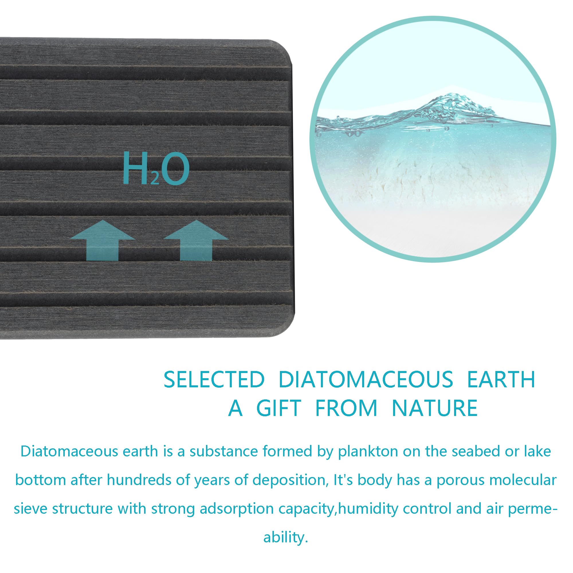 NiuYichee 2 PCS Water Absorbent diatomite Coasters, 7.1" x 3.5" Water Absorbing Stone Tray for Sink, Stone Drying mat for Kitchen Counter, Stone soap Tray Used for Hand Soaps & toiletries & Plants
