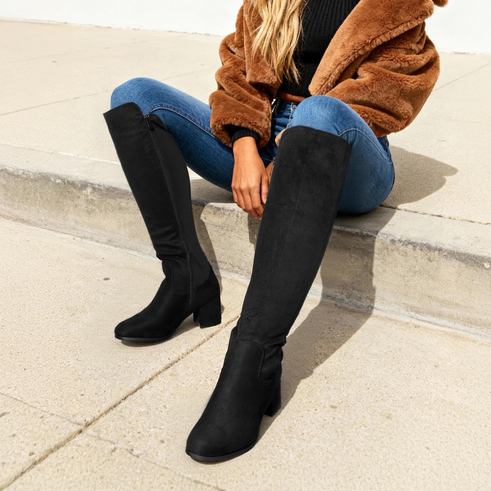 DREAM PAIRS Women's Knee High Stretchy Fashion Boots