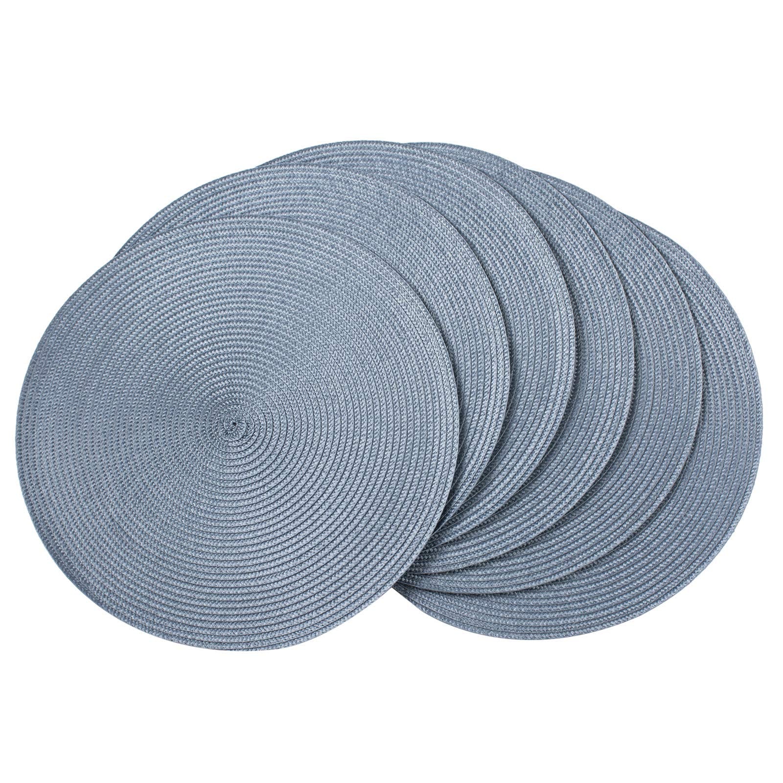 AHHFSMEI Round Placemats Set of 6 Heat Resistant Washable Non-Slip Woven Braided Table Mats for Dining Table Kitchen & Home Decor (Beige)